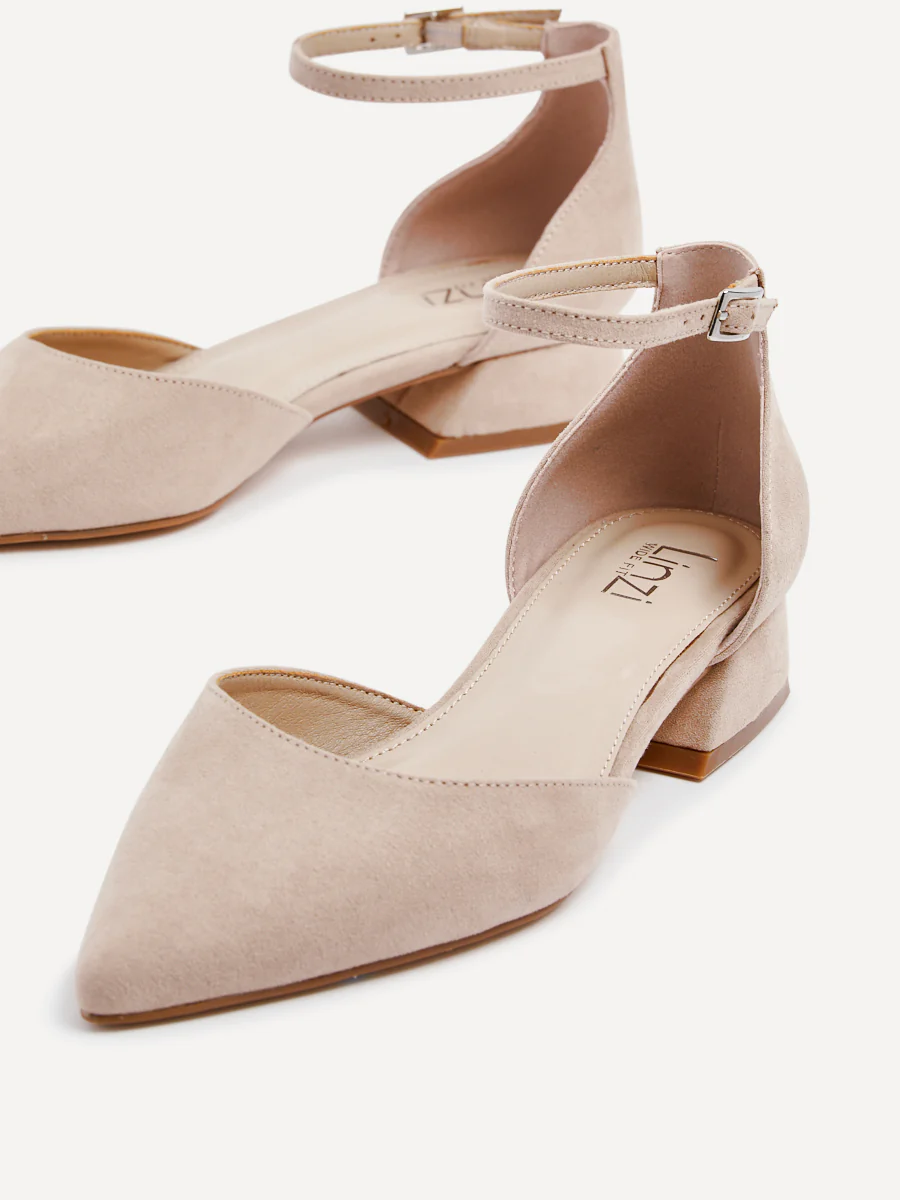 Dolly Wide Fit Nude Faux Suede Low Court Heels - Image 5