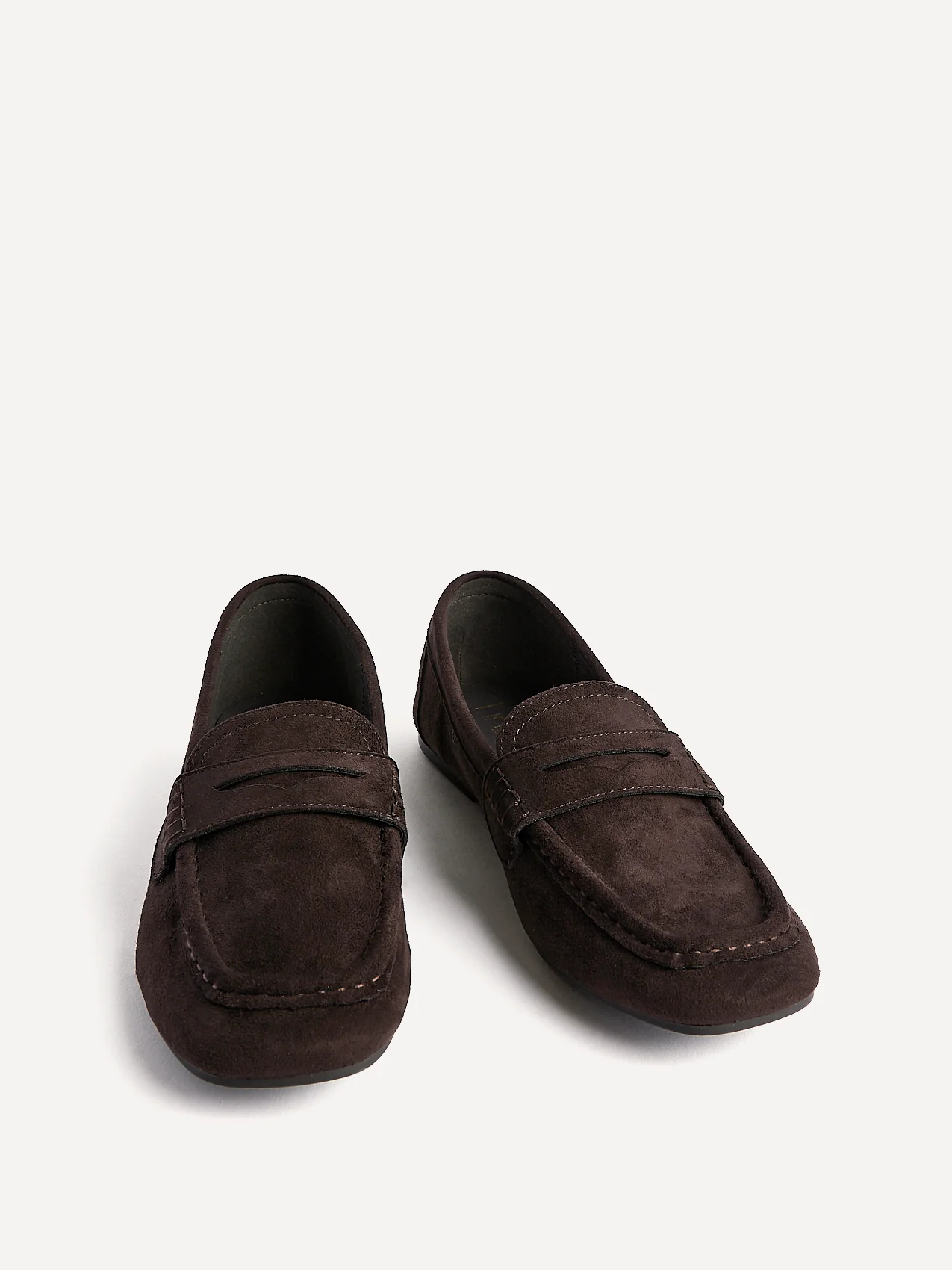 Edition Brown Faux Suede Penny Loafers - Image 3