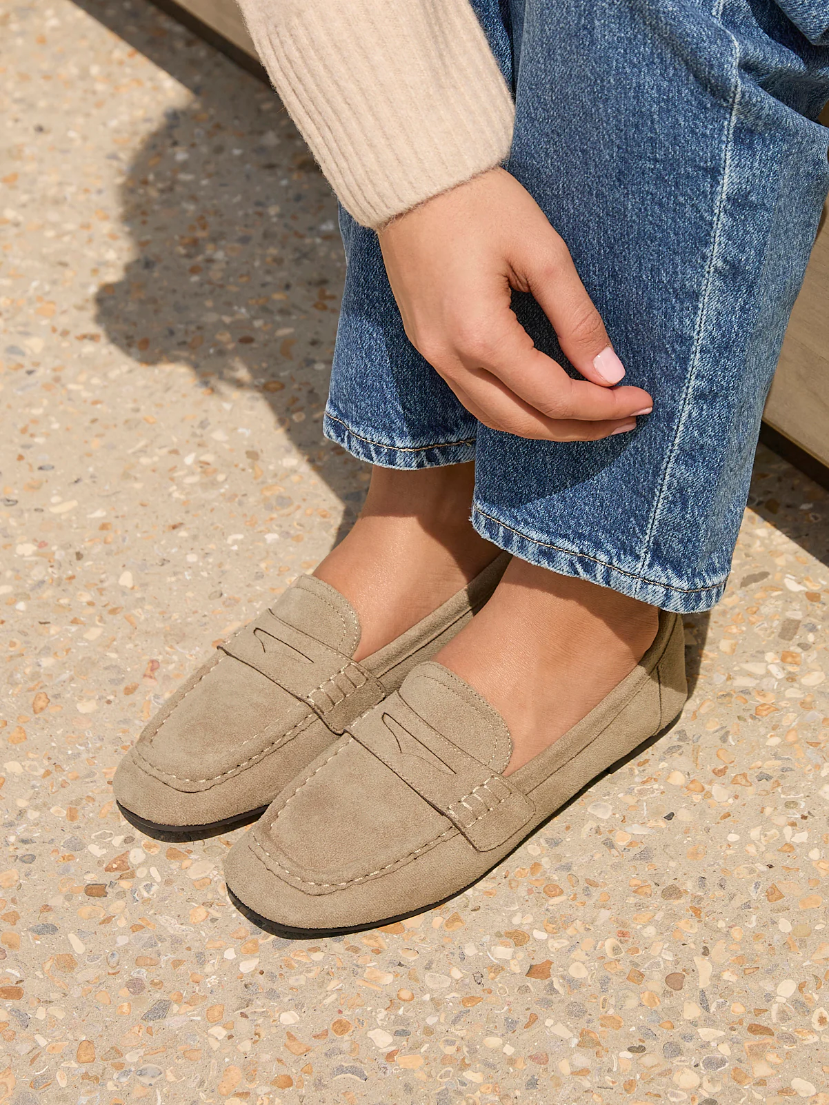 Edition Taupe Faux Suede Penny Loafers - Image 6
