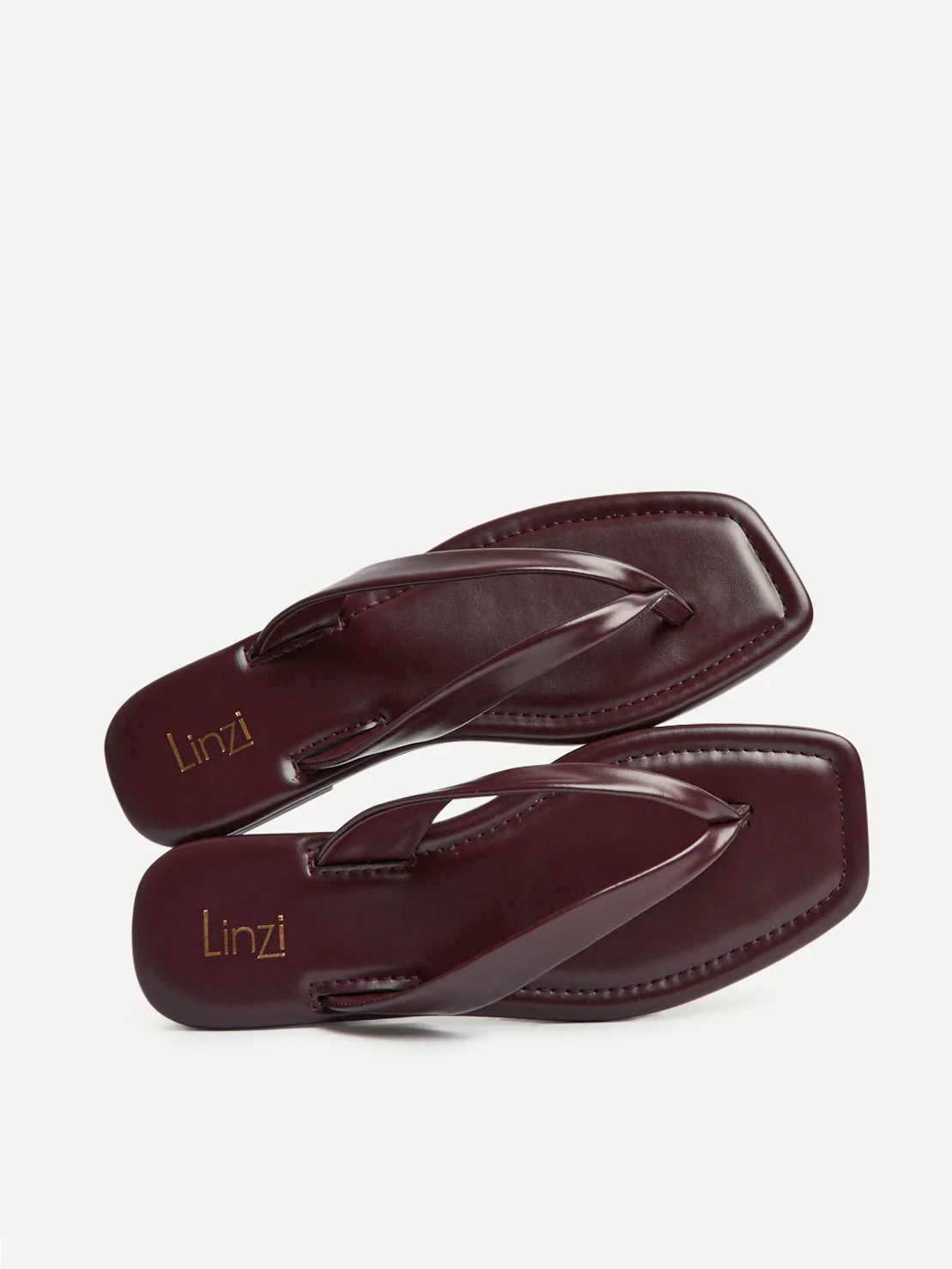 Element Burgundy Toe Post Flat Sandals - Image 5