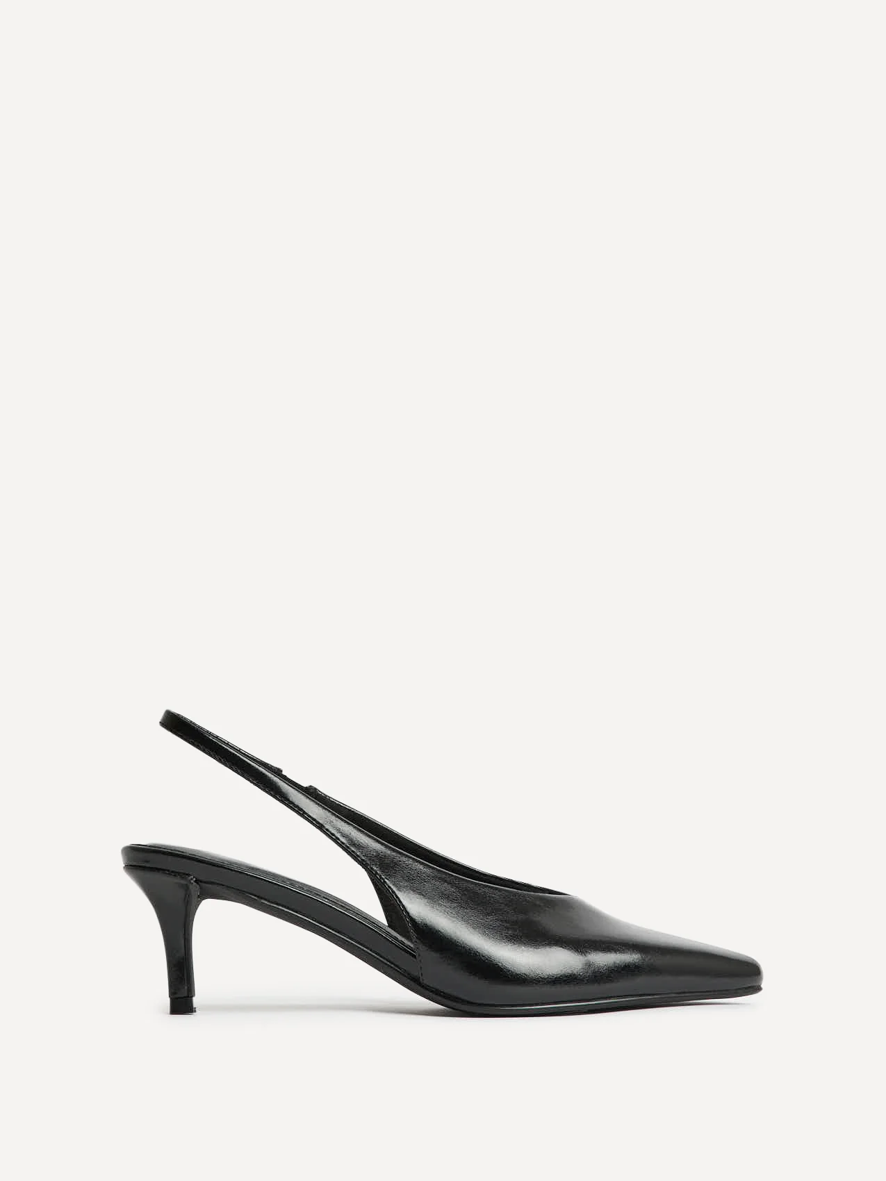 Eliza Black Faux Leather Court Heels - Image 2