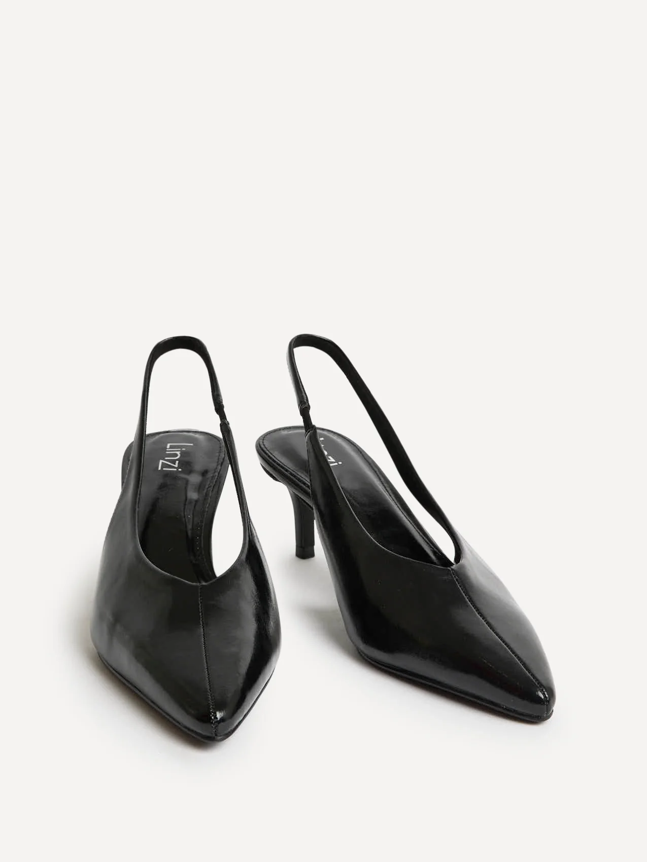 Eliza Black Faux Leather Court Heels - Image 3