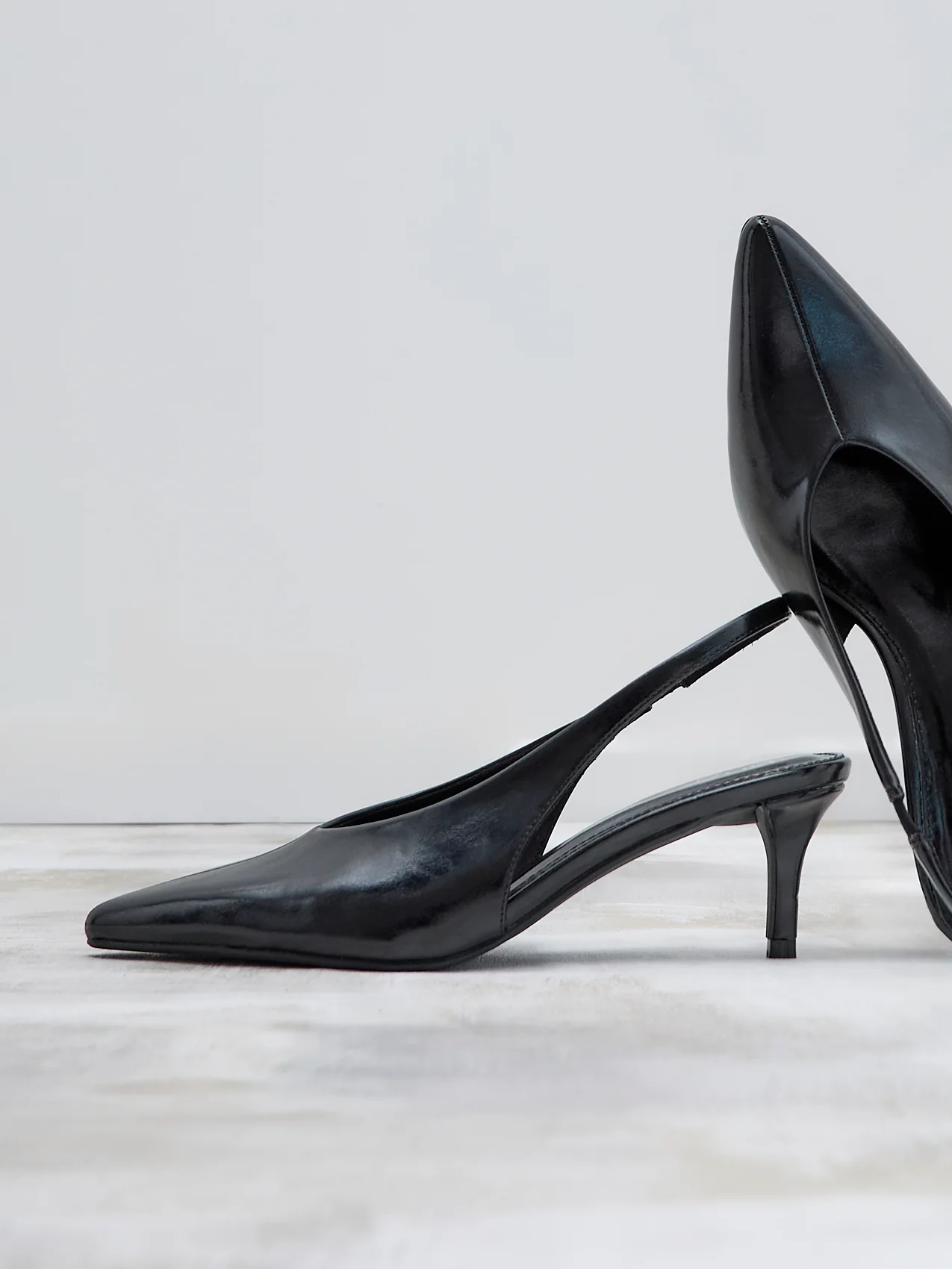 Eliza Black Faux Leather Court Heels - Image 6