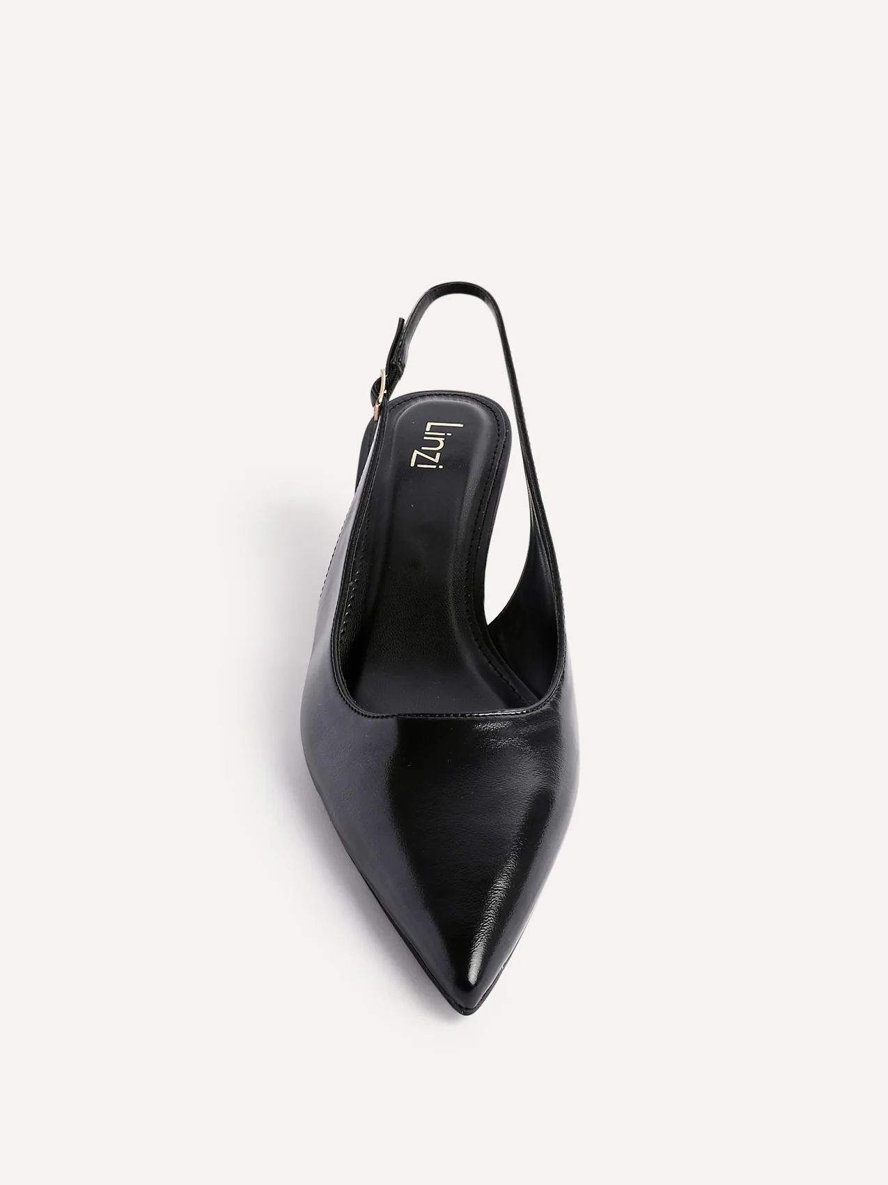 Elvira Black Faux Leather Kitten Court Heels - Image 4
