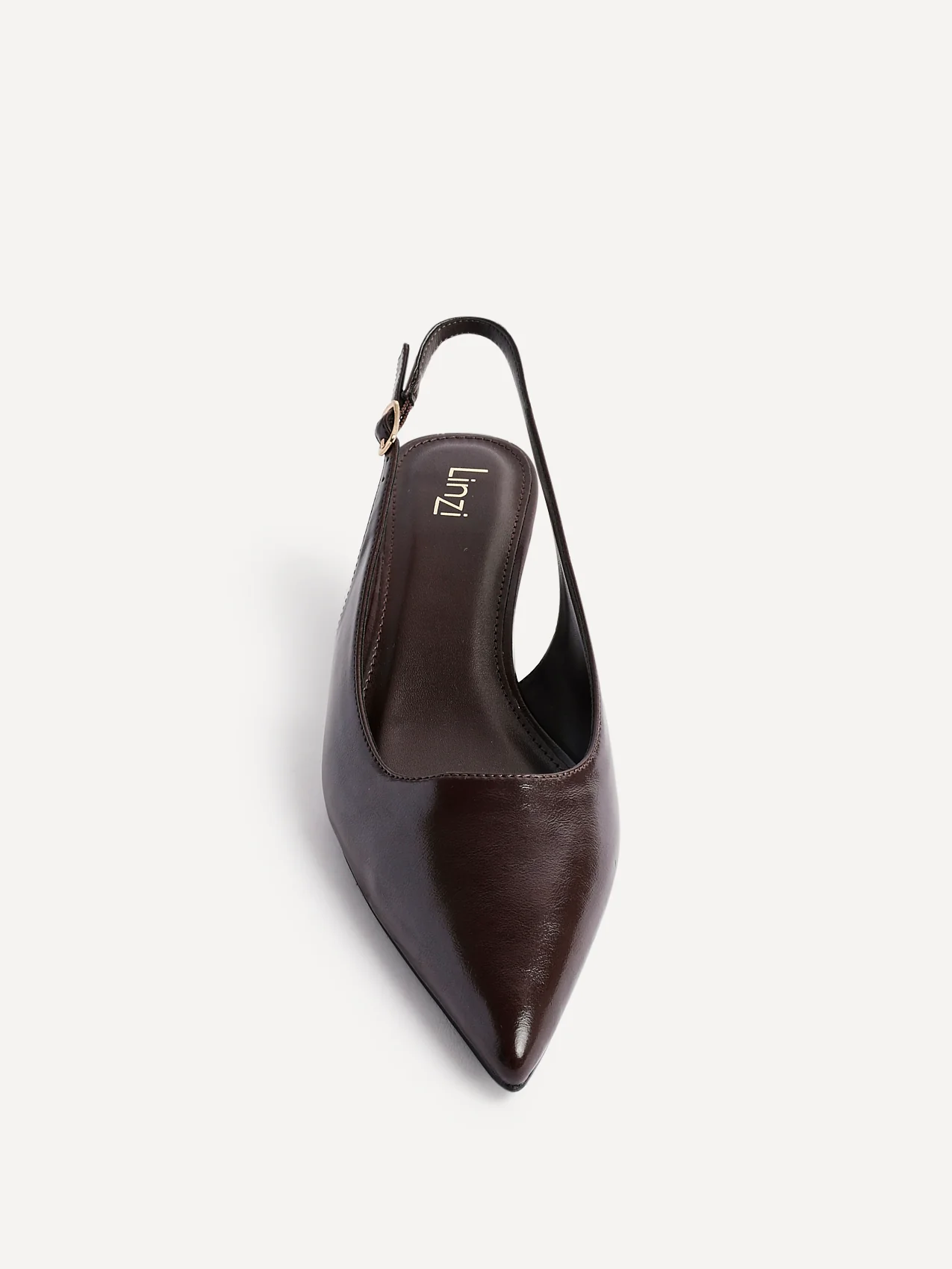 Elvira Brown Faux Leather Kitten Court Heels - Image 4