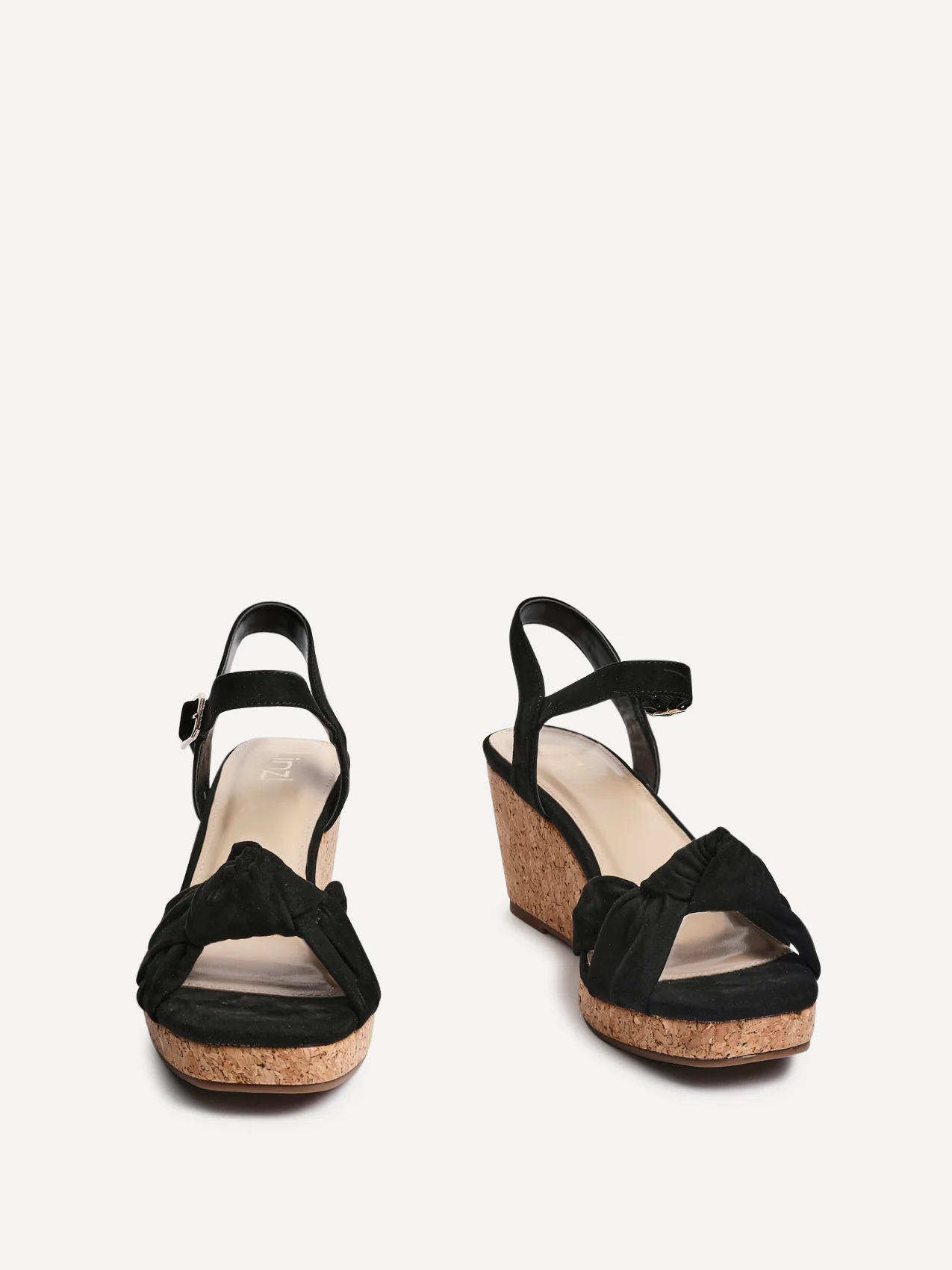 Elyah Black Faux Suede Cork Wedges - Image 3