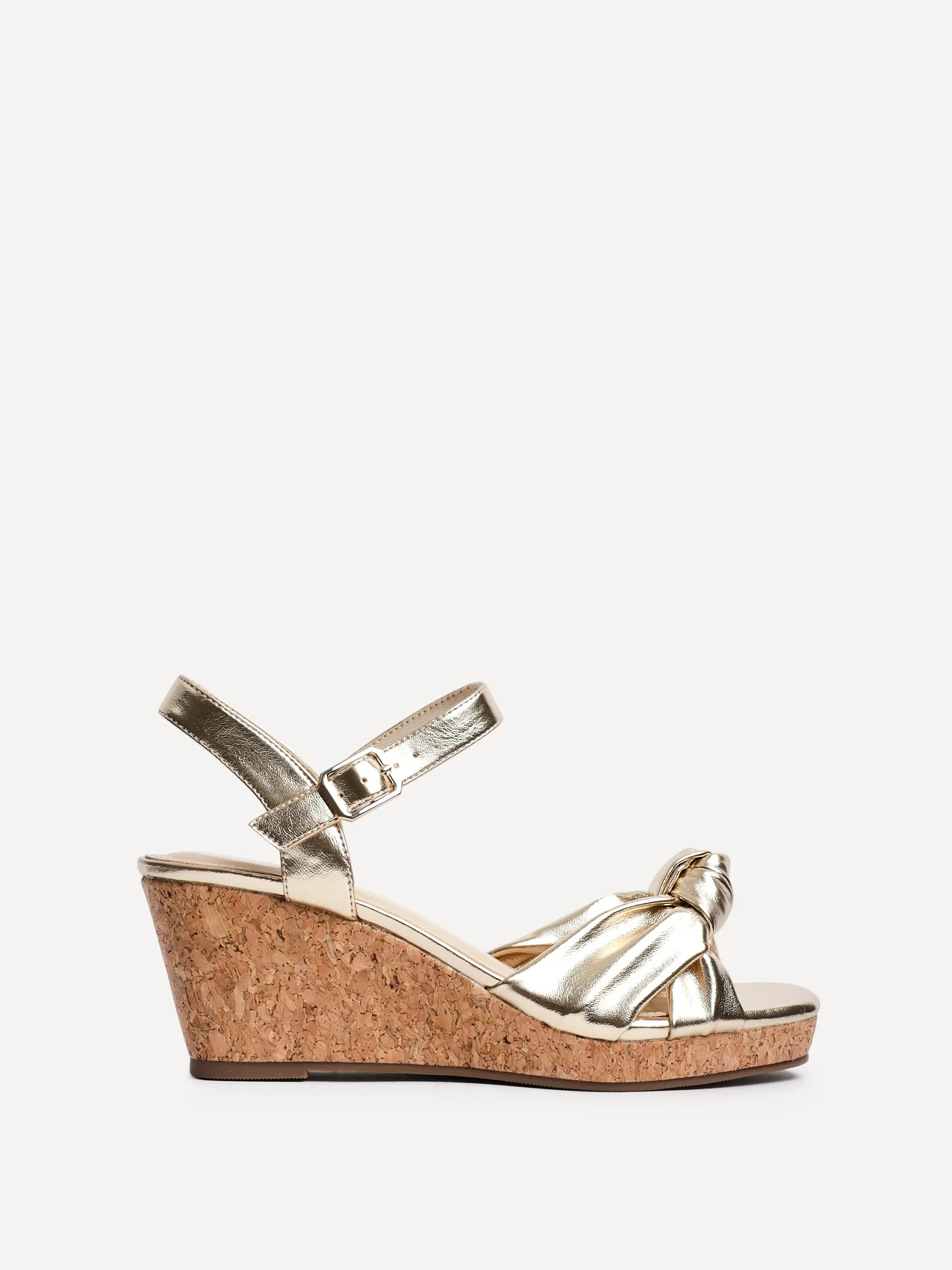 Elyah Gold Faux Leather Cork Wedges - Image 2