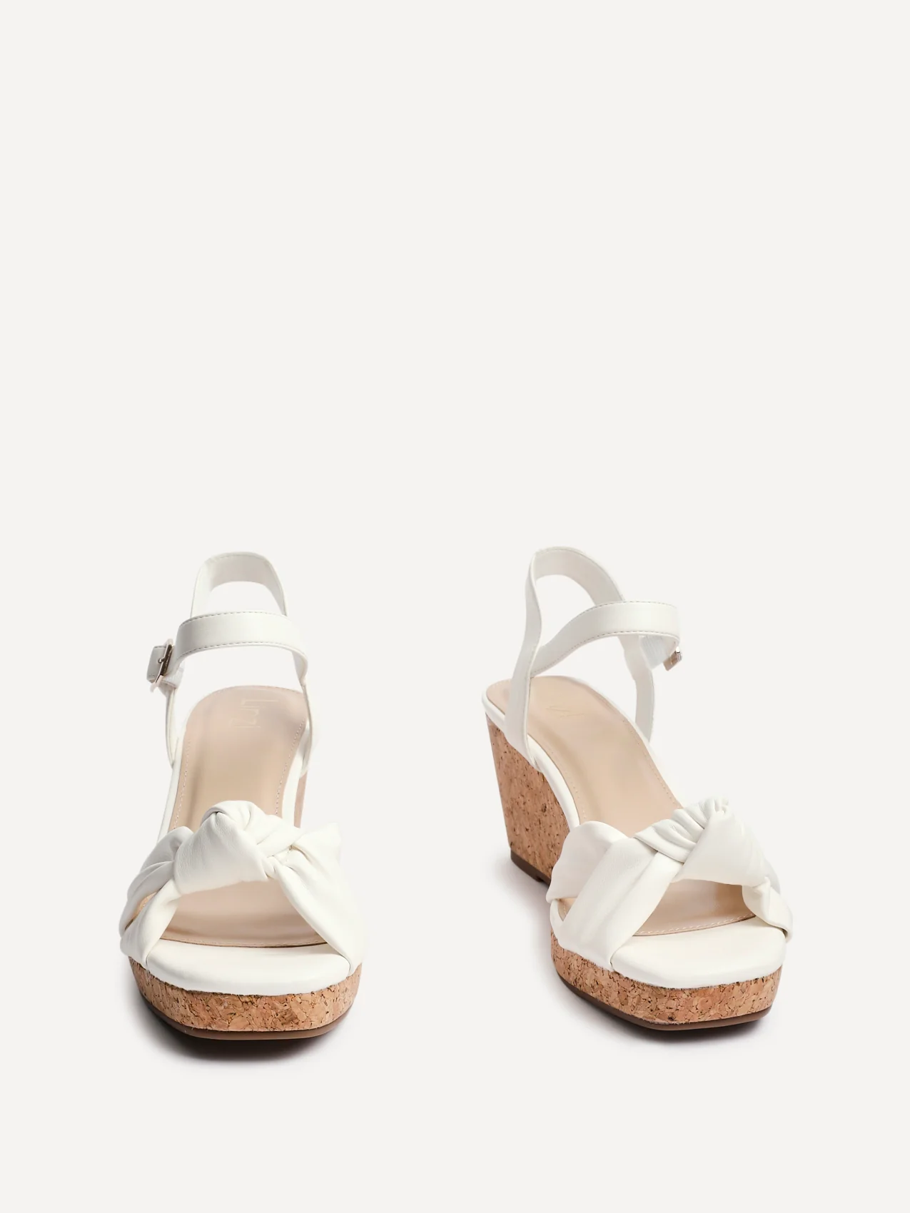 Elyah White Faux Leather Cork Wedges - Image 3