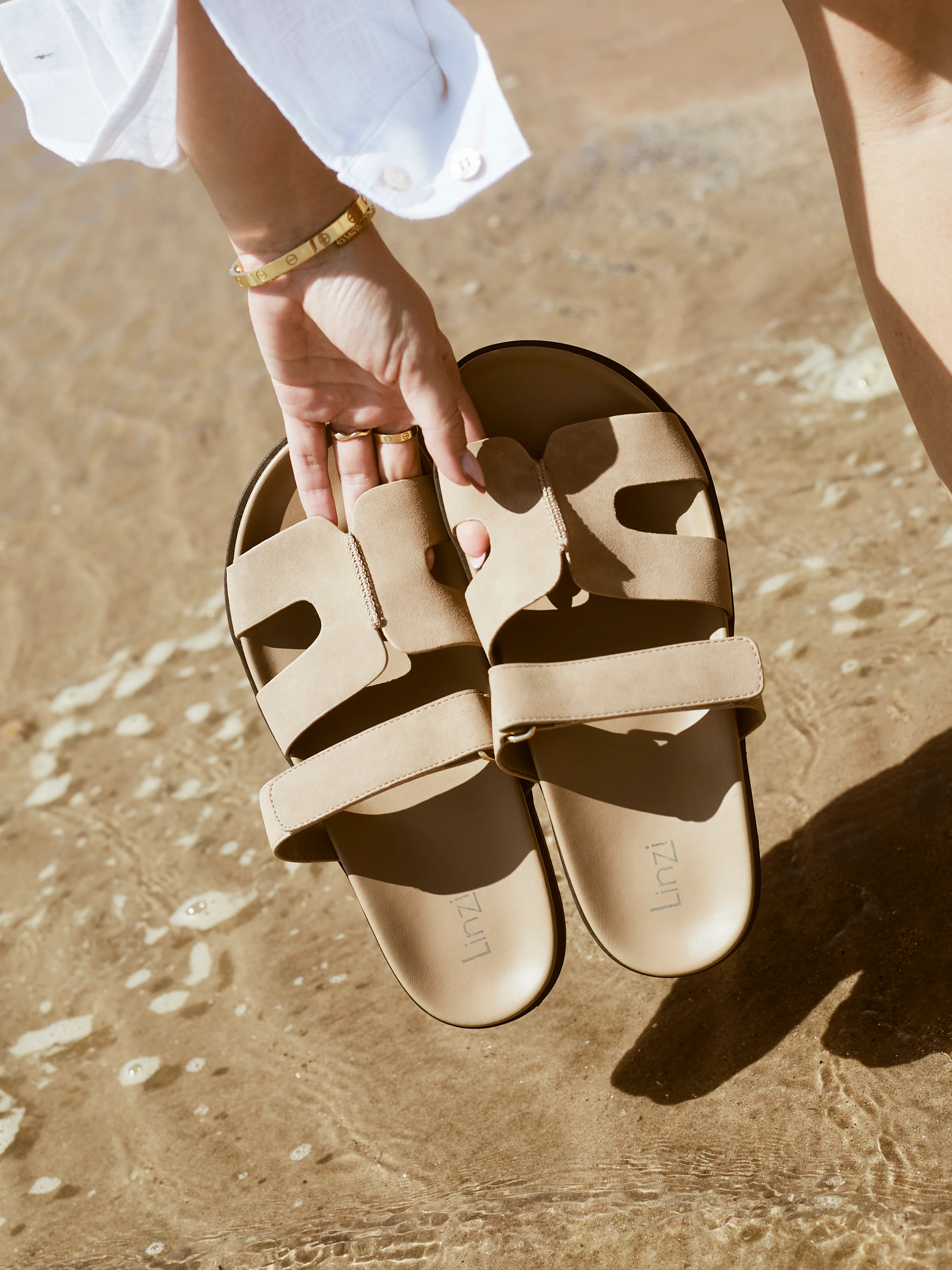 Emmy Taupe Faux Nubuck Sandals - Image 6