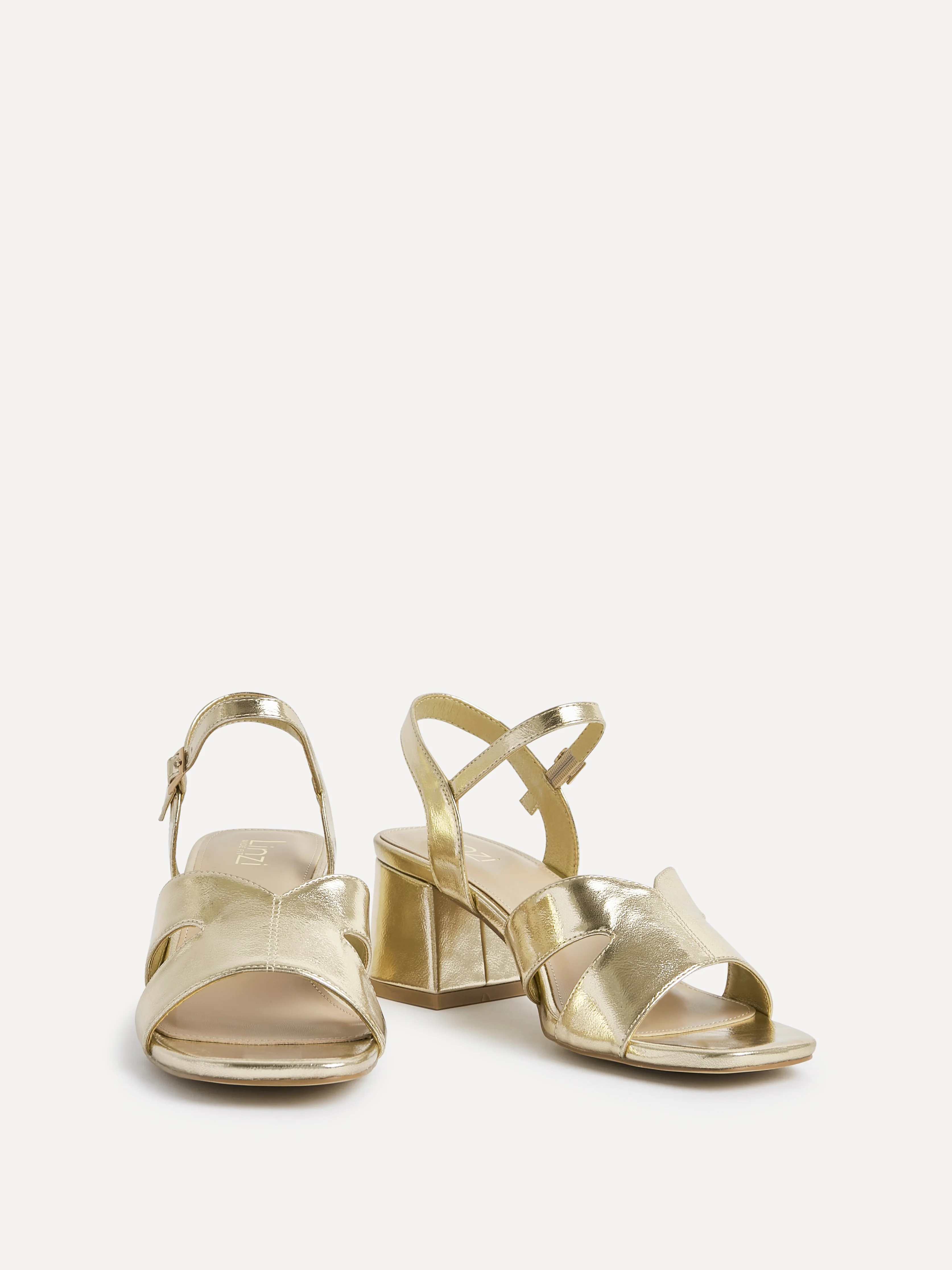 Empire Wide Fit Gold Block Heels - Image 3