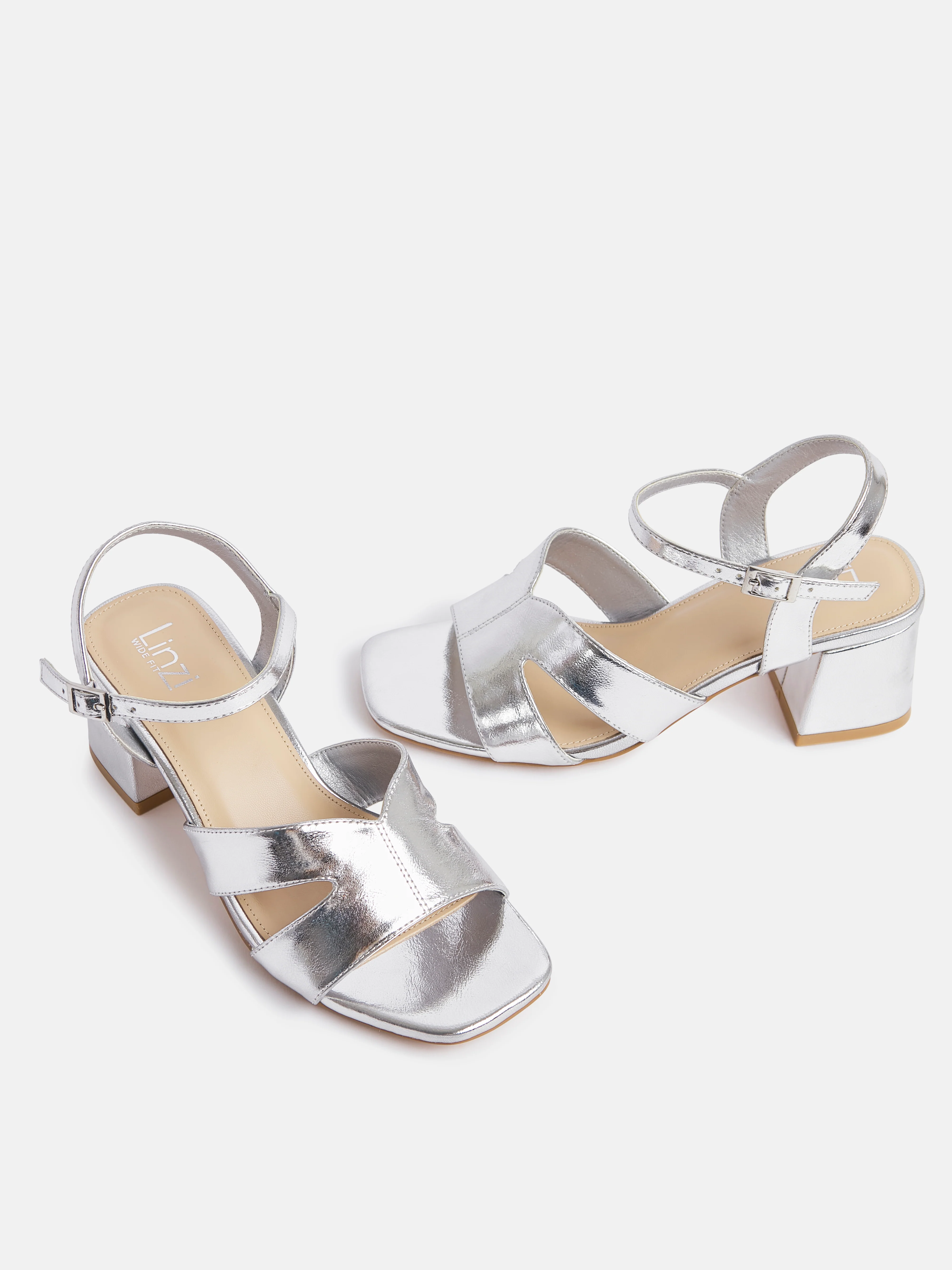 Empire Wide Fit Silver Block Heels - Image 5