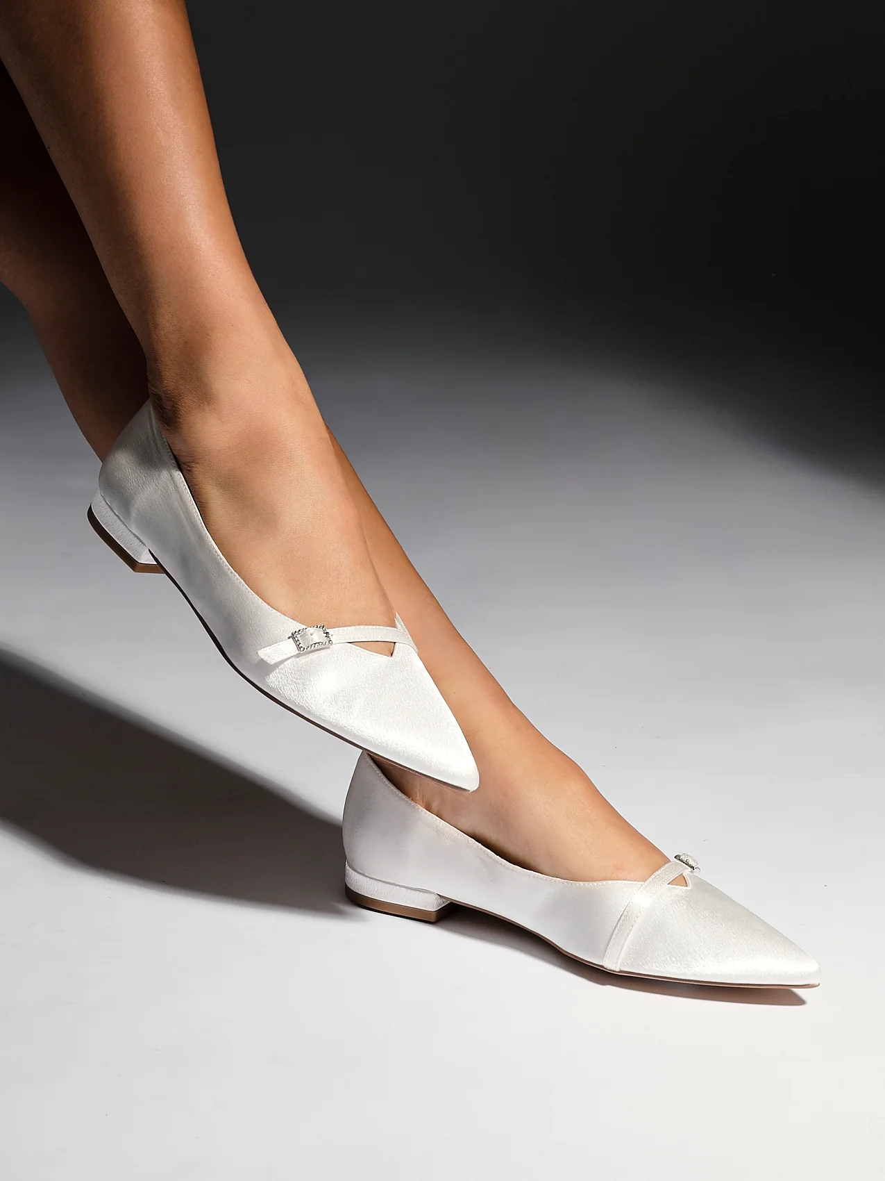 Engaged Bridal Ivory Satin Ballet Flats - Image 6