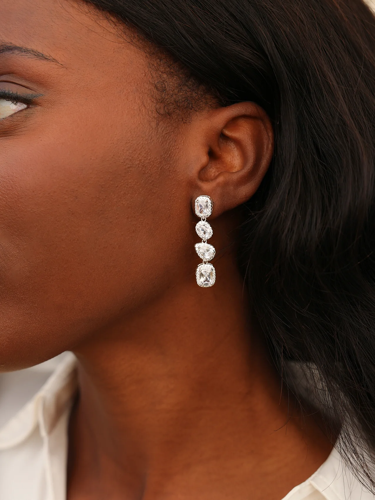 Entwined Silver Crystal Drop Earrings - Image 7