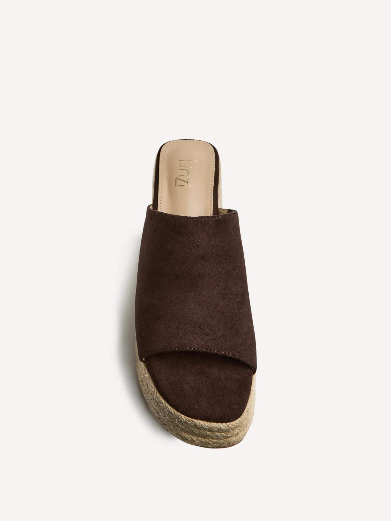 Espresso Brown Faux Suede Espadrille Mule Wedges - Image 4