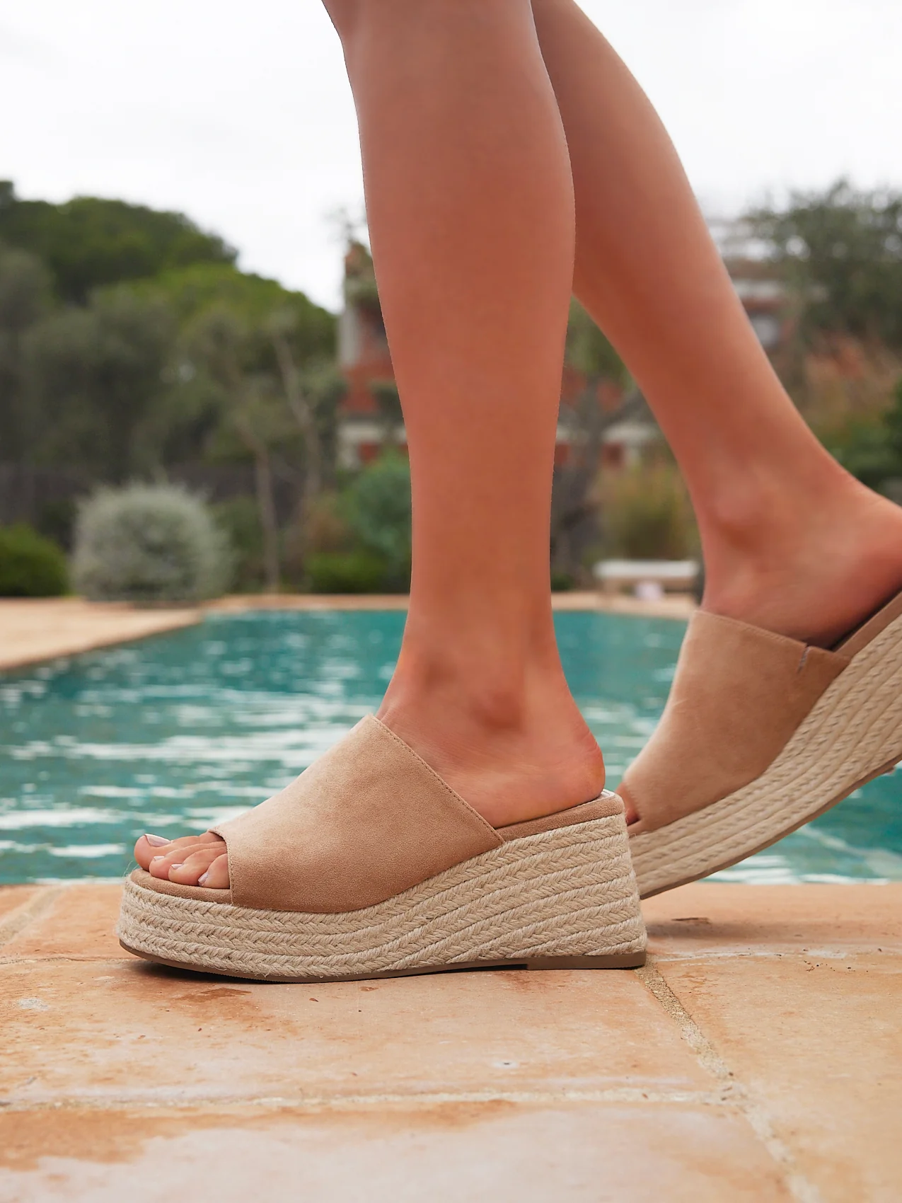 Espresso Mocha Espadrille Mule Wedges - Image 6