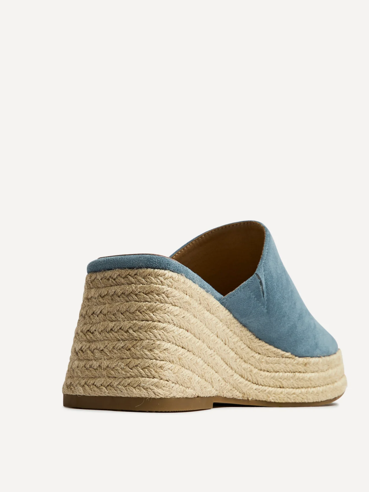Espresso Pale Blue Faux Suede Espadrille Mule Wedges - Image 5