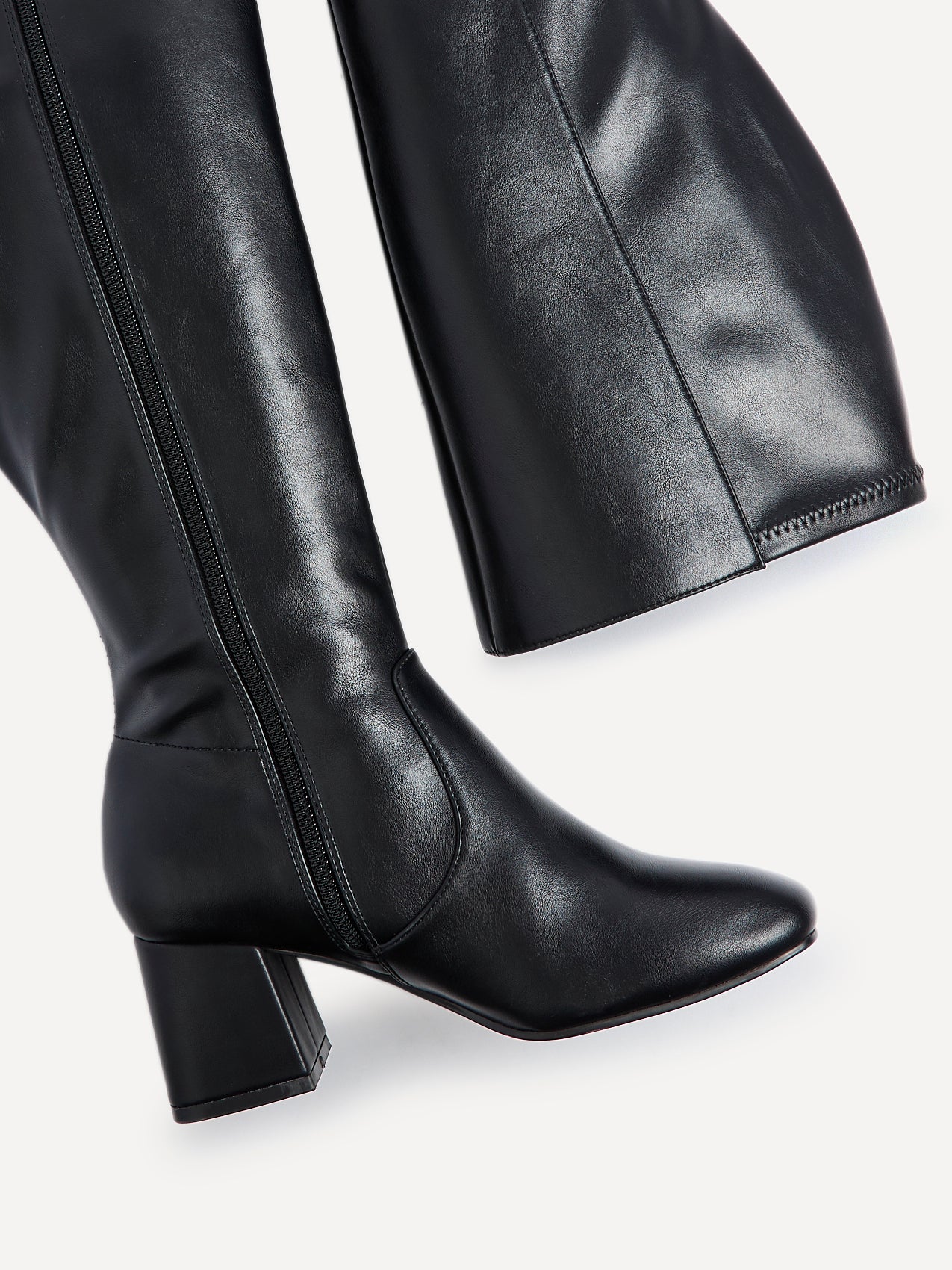 Fable Wide Fit Black Faux Leather Boots - Image 5