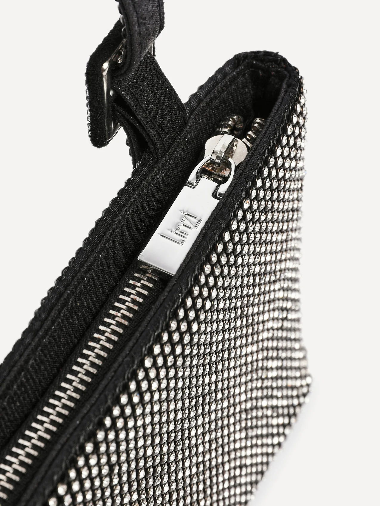 Fantasy Black Satin Diamante Shoulder Bag - Image 3
