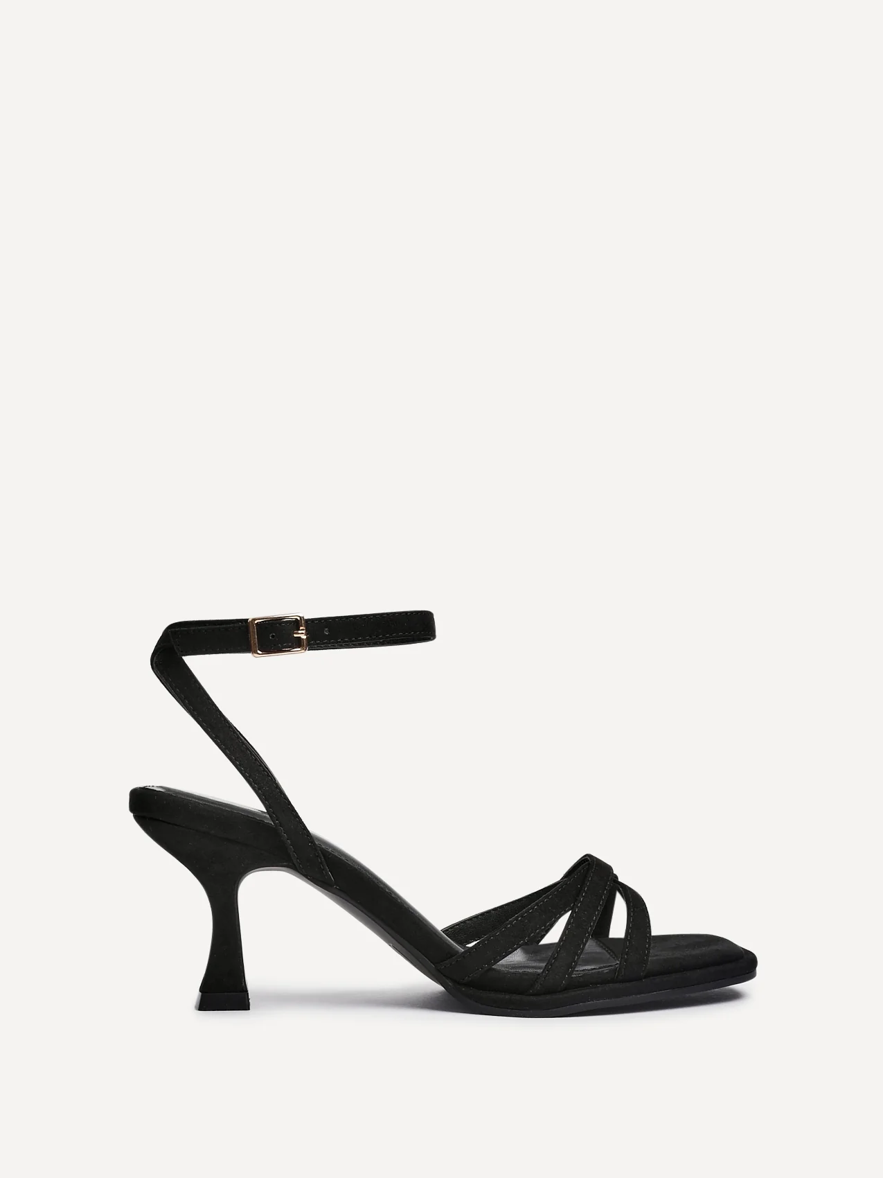 Faro Black Faux Suede Strappy Heeled Sandals - Image 2