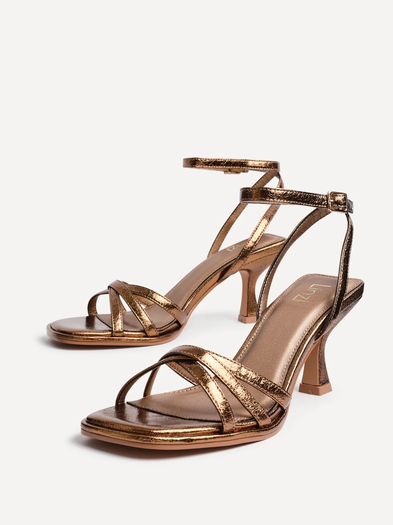 Faro Bronze Strappy Heeled Sandals - Image 4