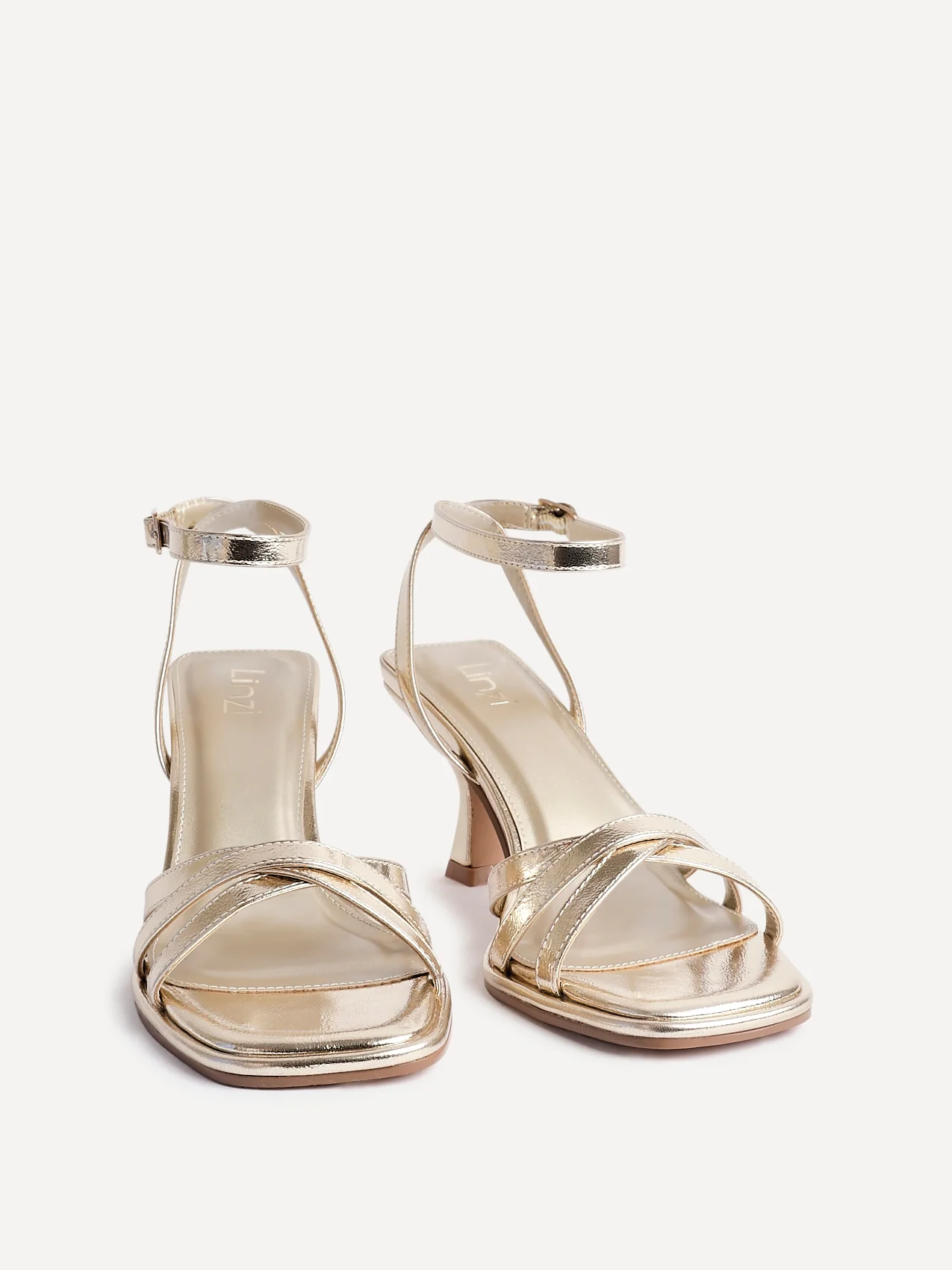 Faro Gold Strappy Heeled Sandals - Image 3