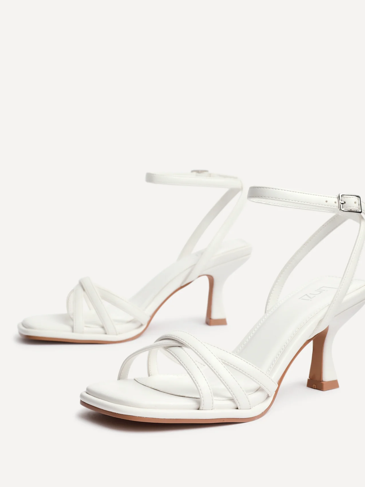 Faro White Strappy Heeled Sandals - Image 4