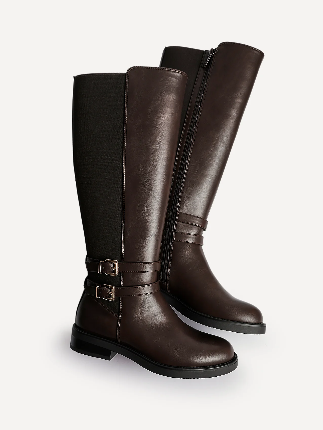 Fierce Brown Long Flat Boots - Image 4