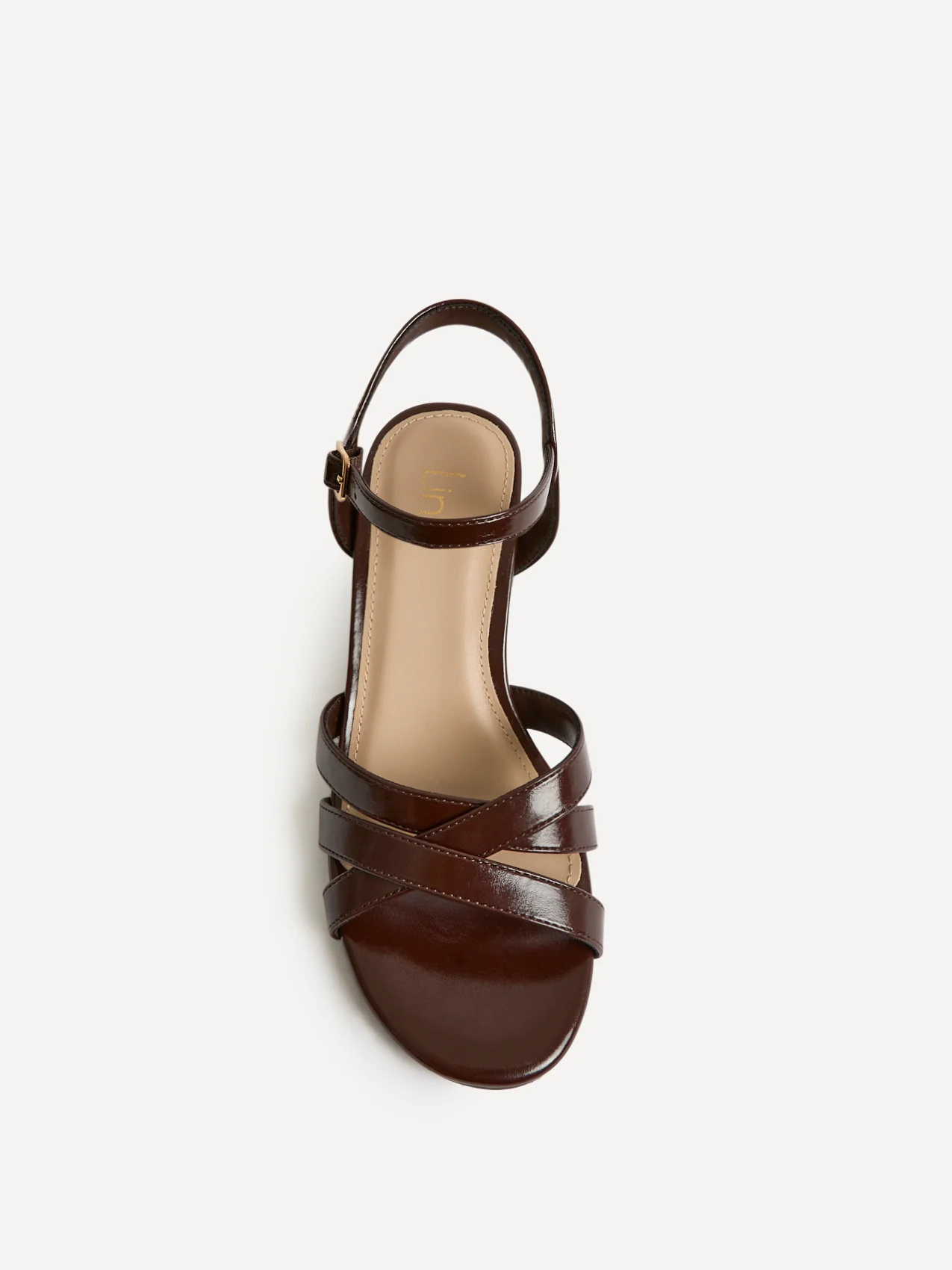 Flair Brown Faux Leather Crossover Heeled Sandals - Image 4