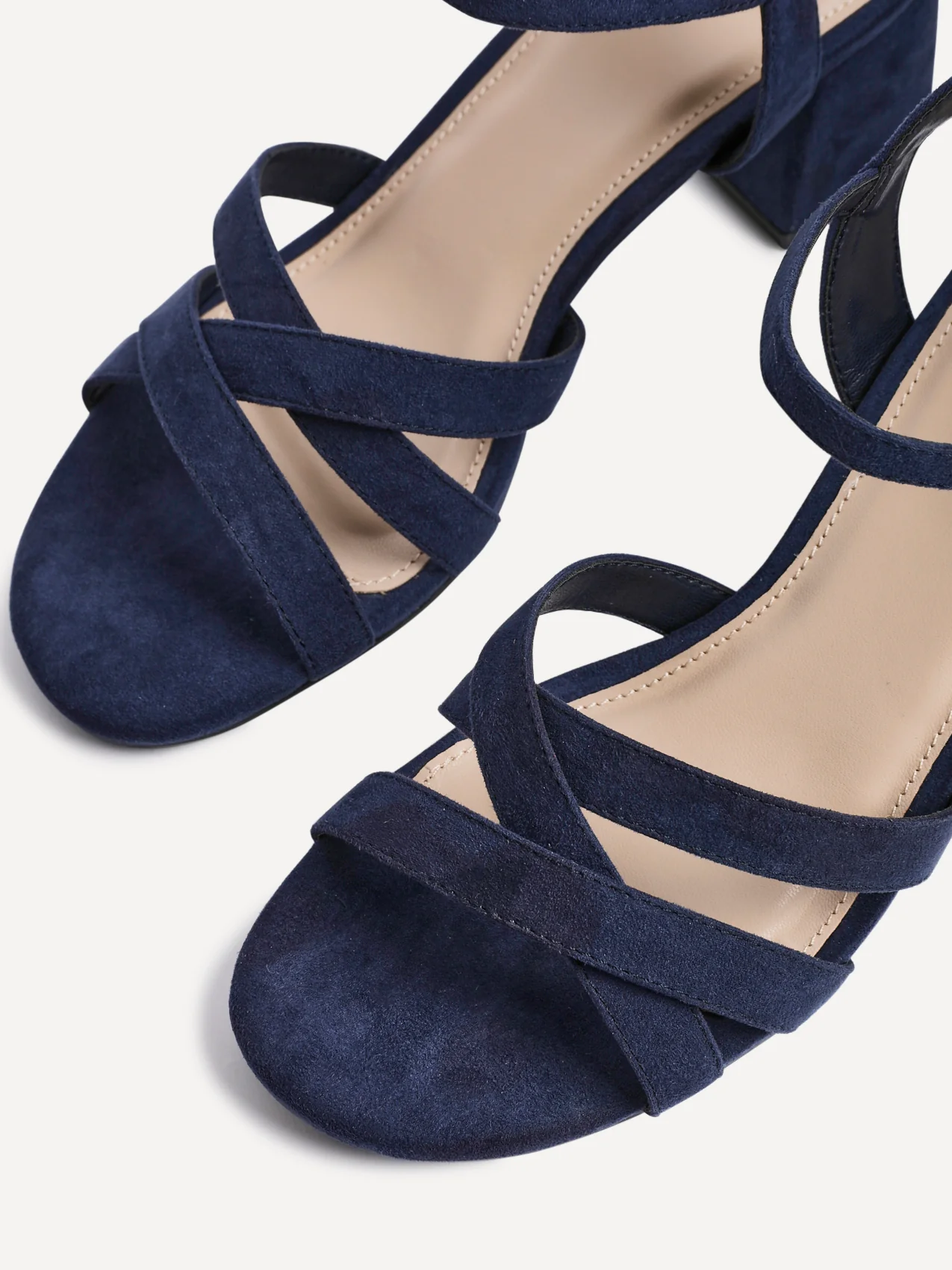 Flair Navy Faux Suede Crossover Heeled Sandals - Image 4