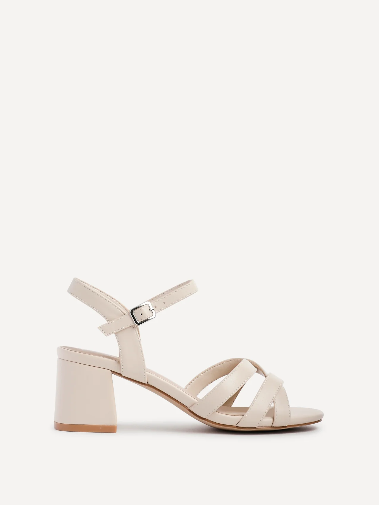 Flair Nude Faux Leather Crossover Heeled Sandals - Image 2