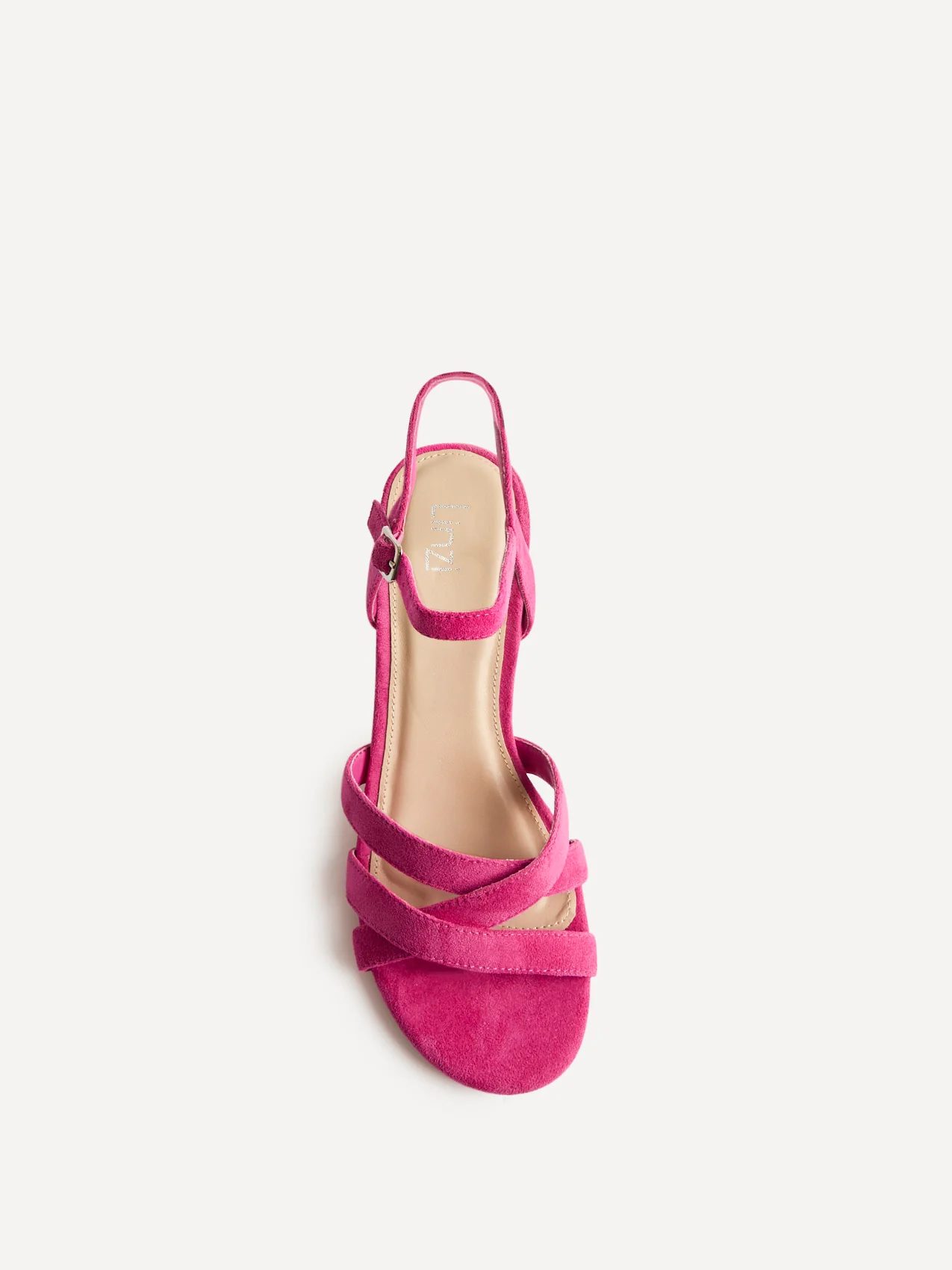 Flair Fuchsia Faux Suede Crossover Heeled Sandals - Image 4
