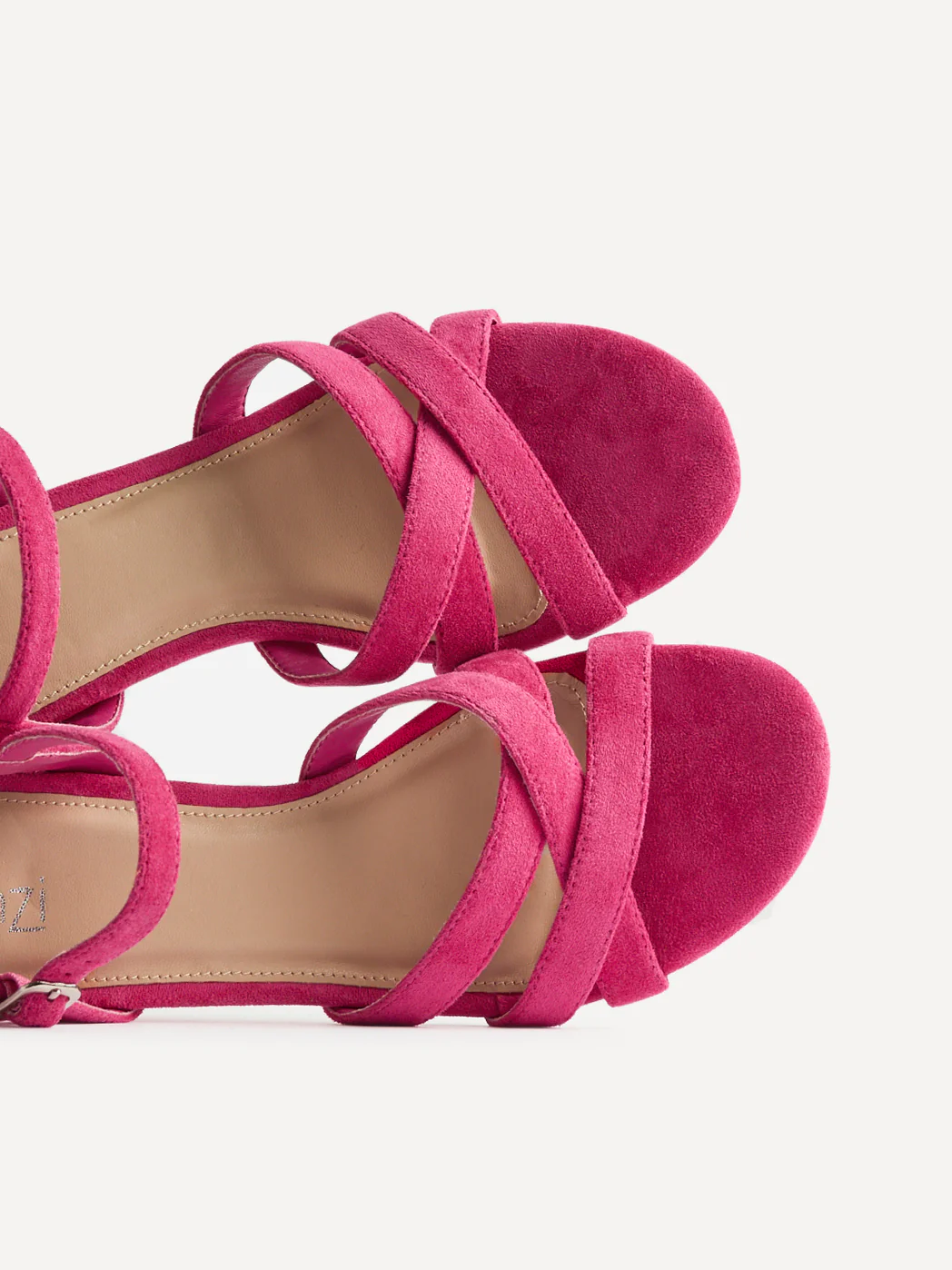 Flair Fuchsia Faux Suede Crossover Heeled Sandals - Image 5