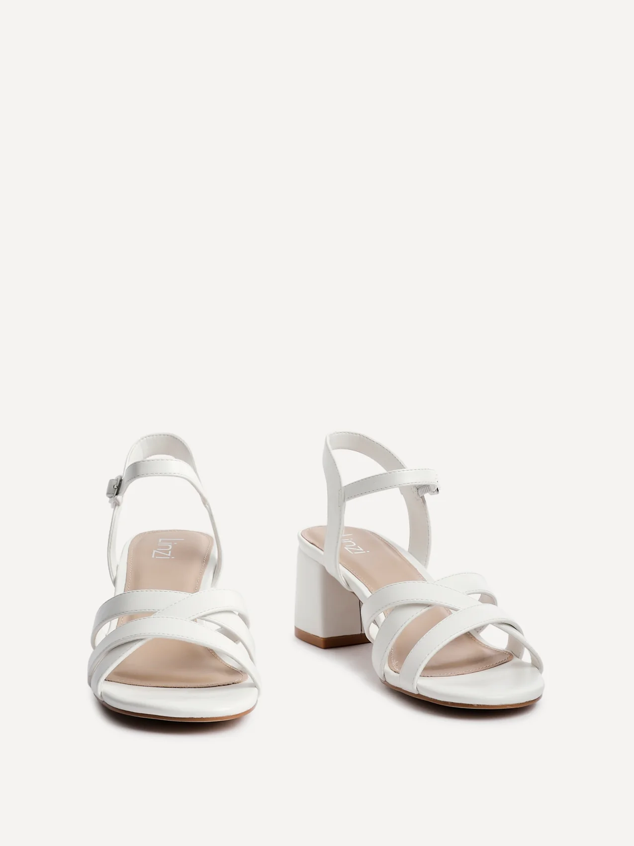 Flair White Crossover Heeled Sandals - Image 3