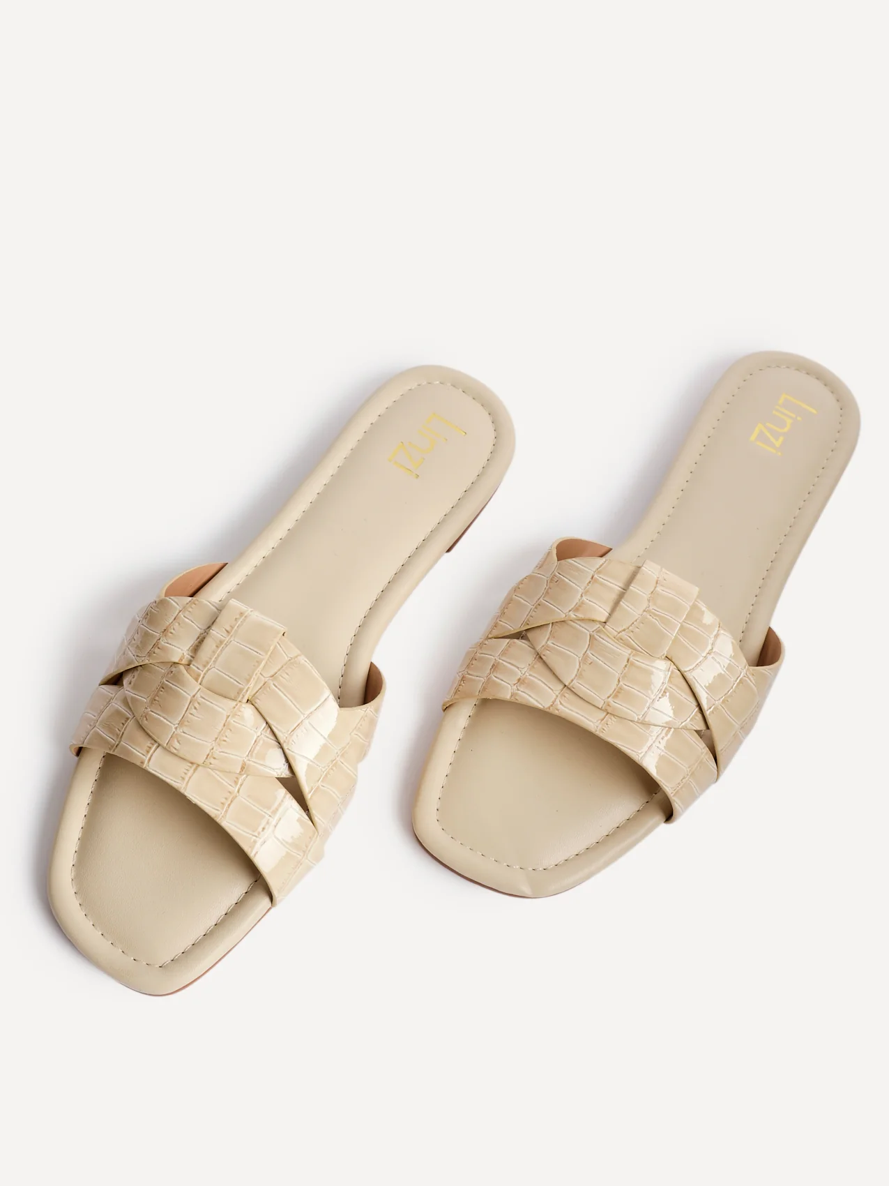 Fletcher Nude Croc Slider Sandals - Image 4