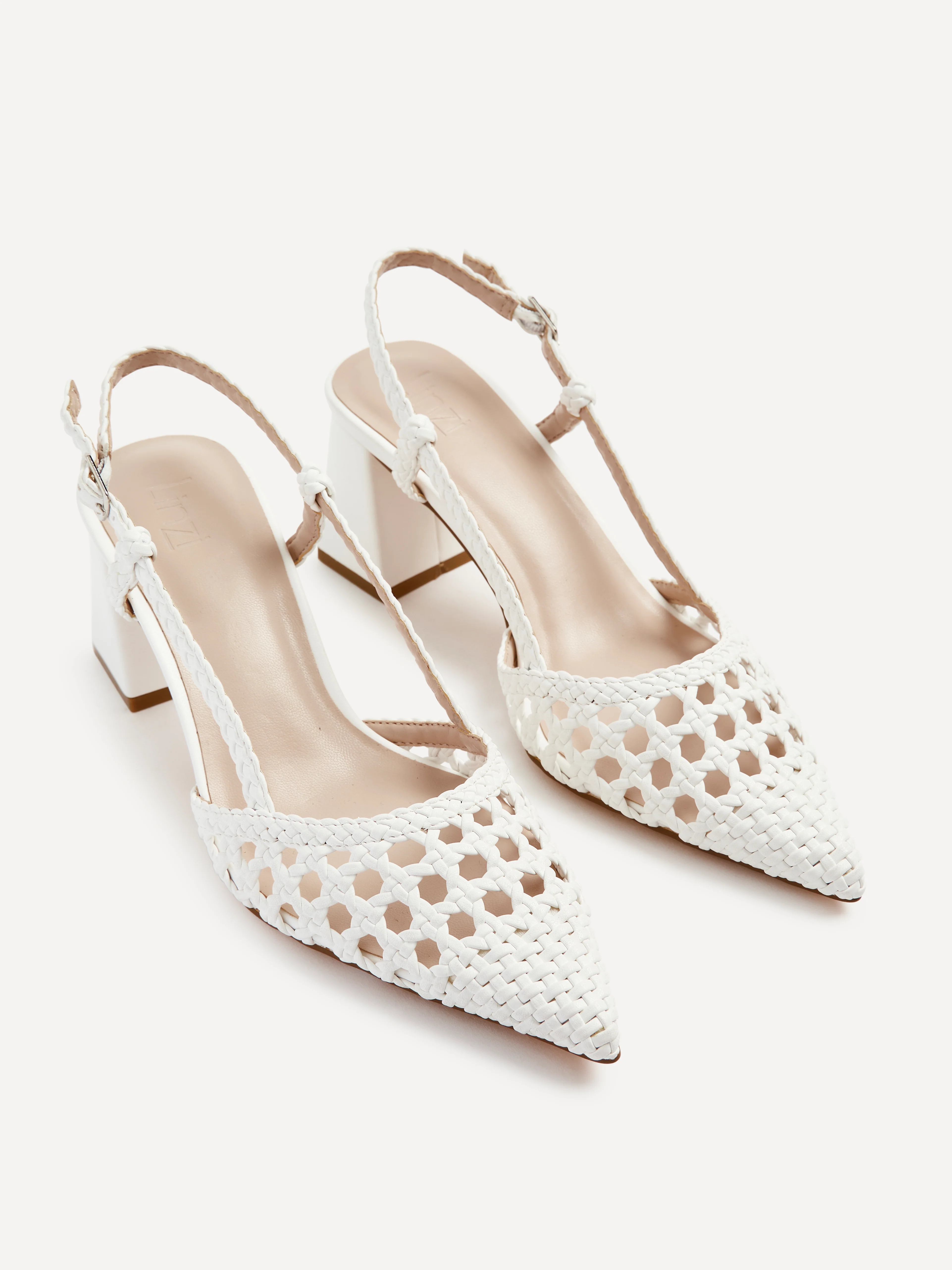 Florence White Woven Court Heels - Image 4