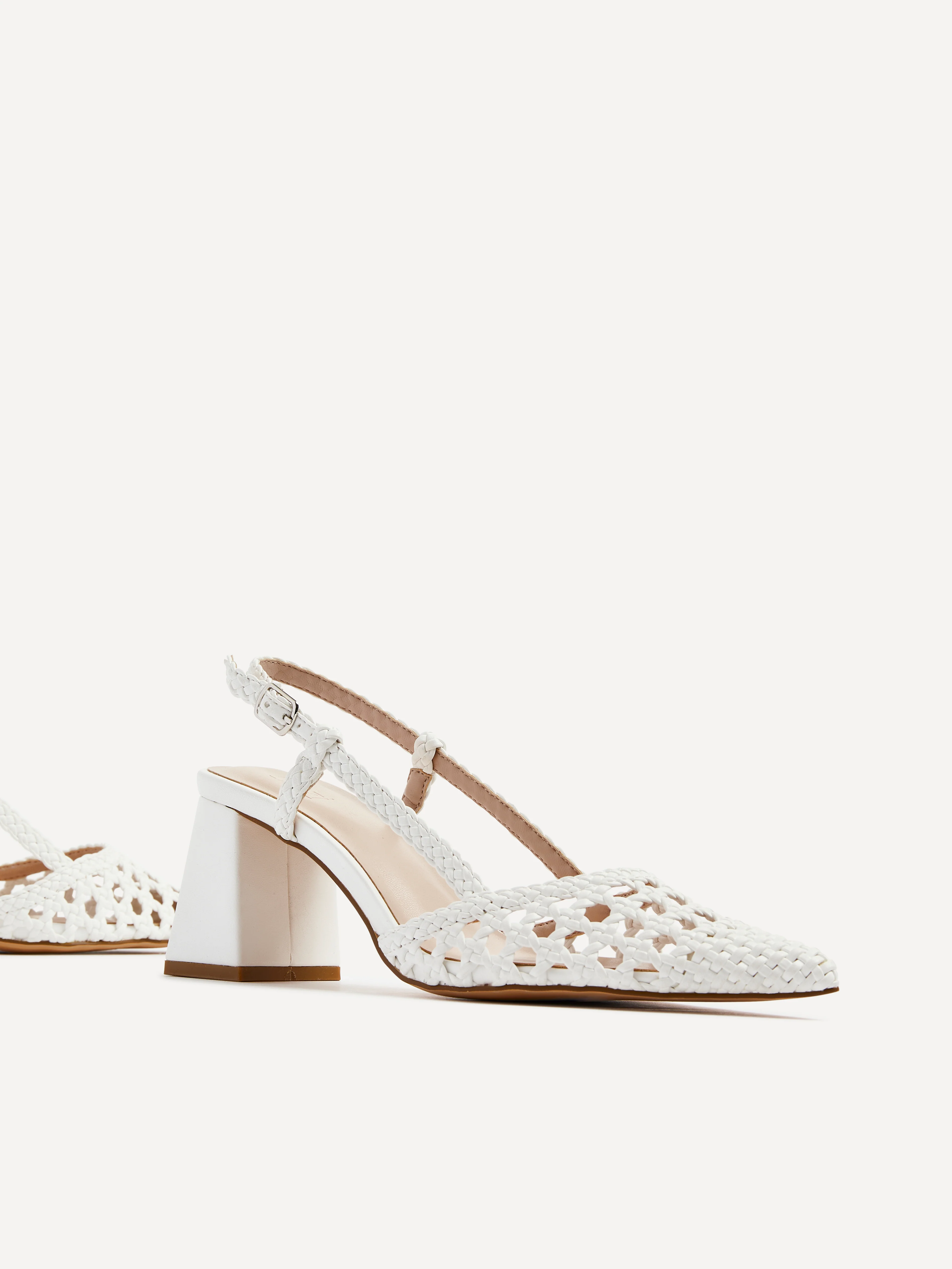 Florence White Woven Court Heels - Image 5