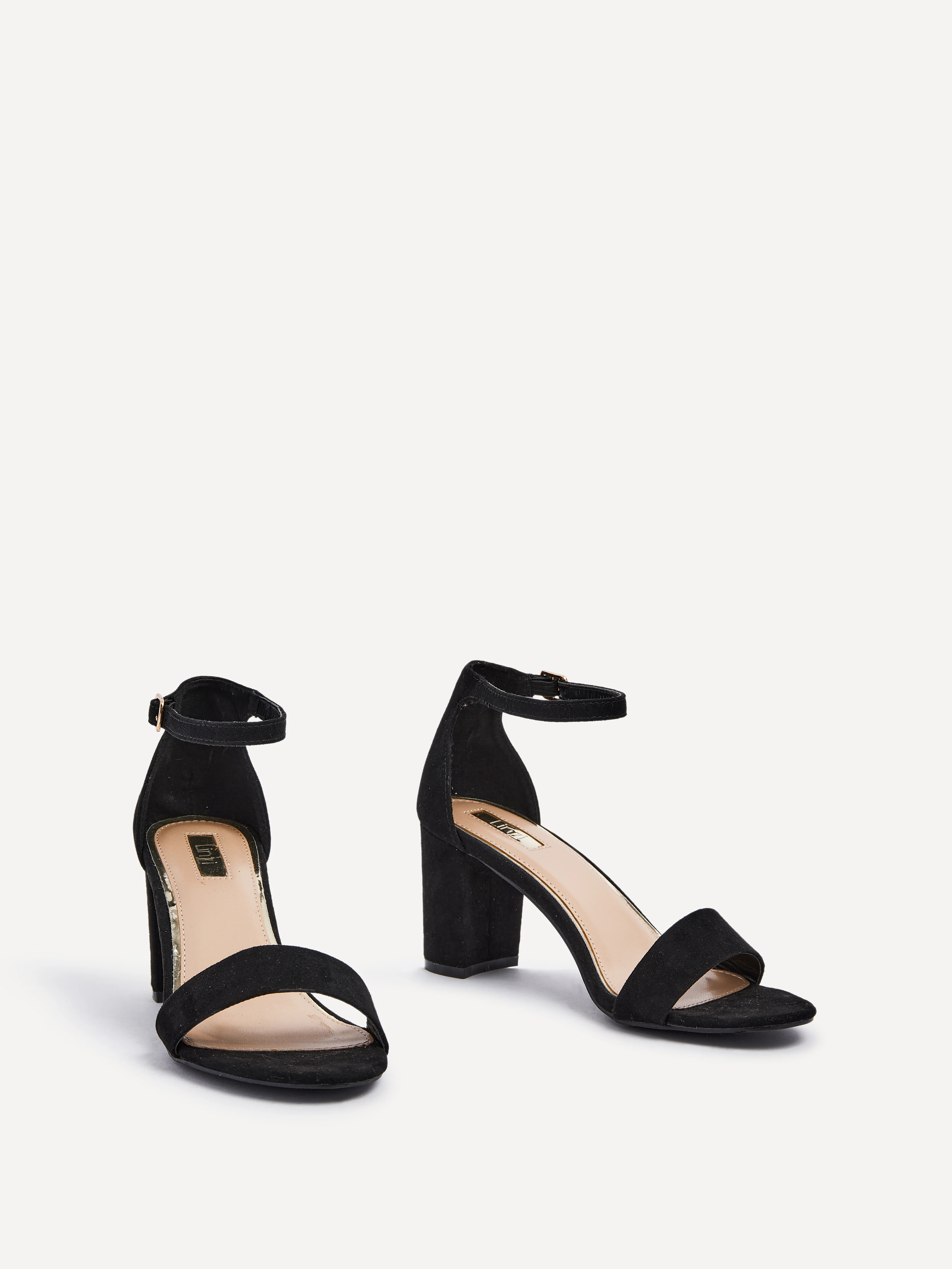 Frankie Black Faux Suede Heeled Sandals - Image 3