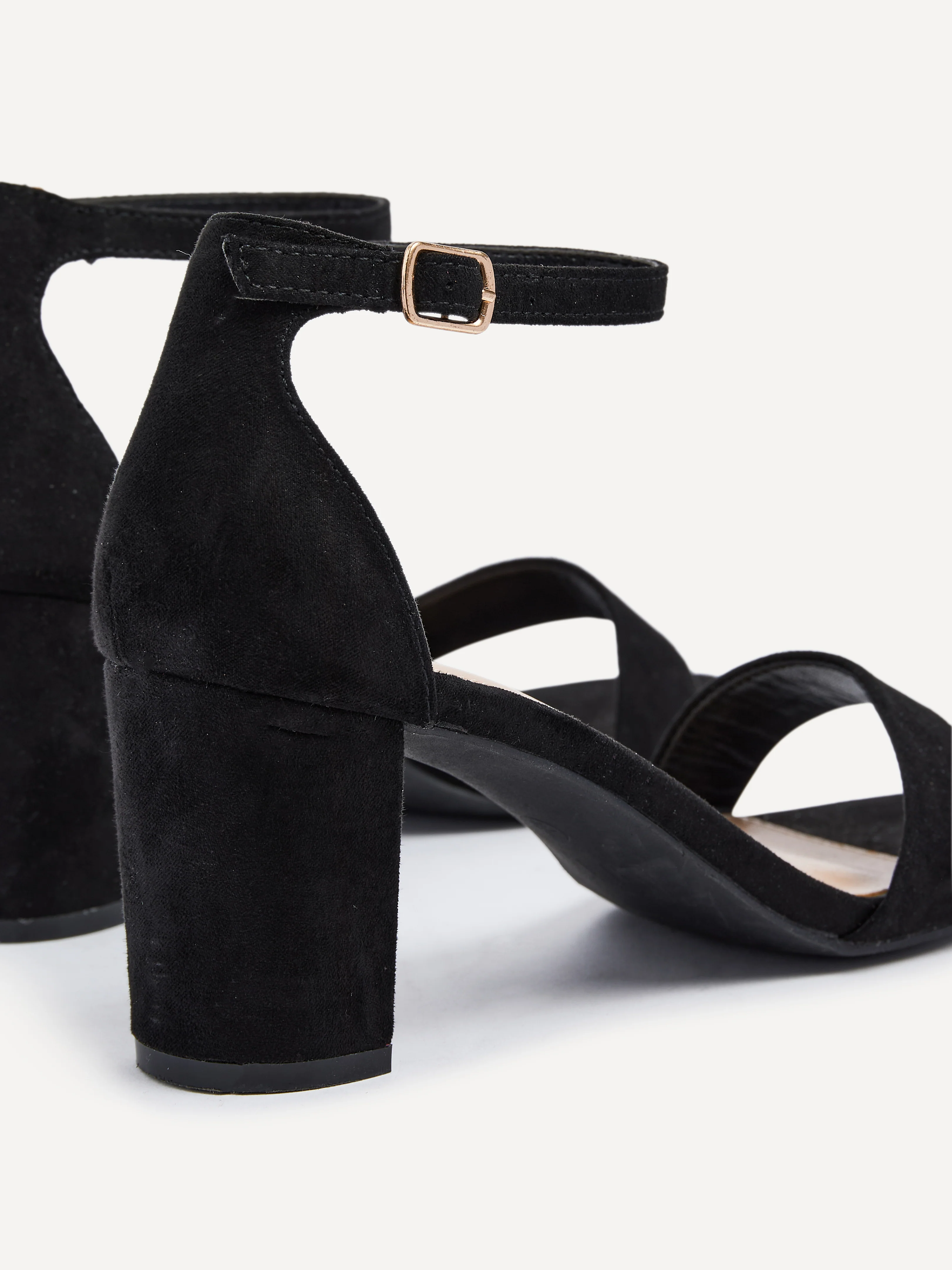 Frankie Black Faux Suede Heeled Sandals - Image 4