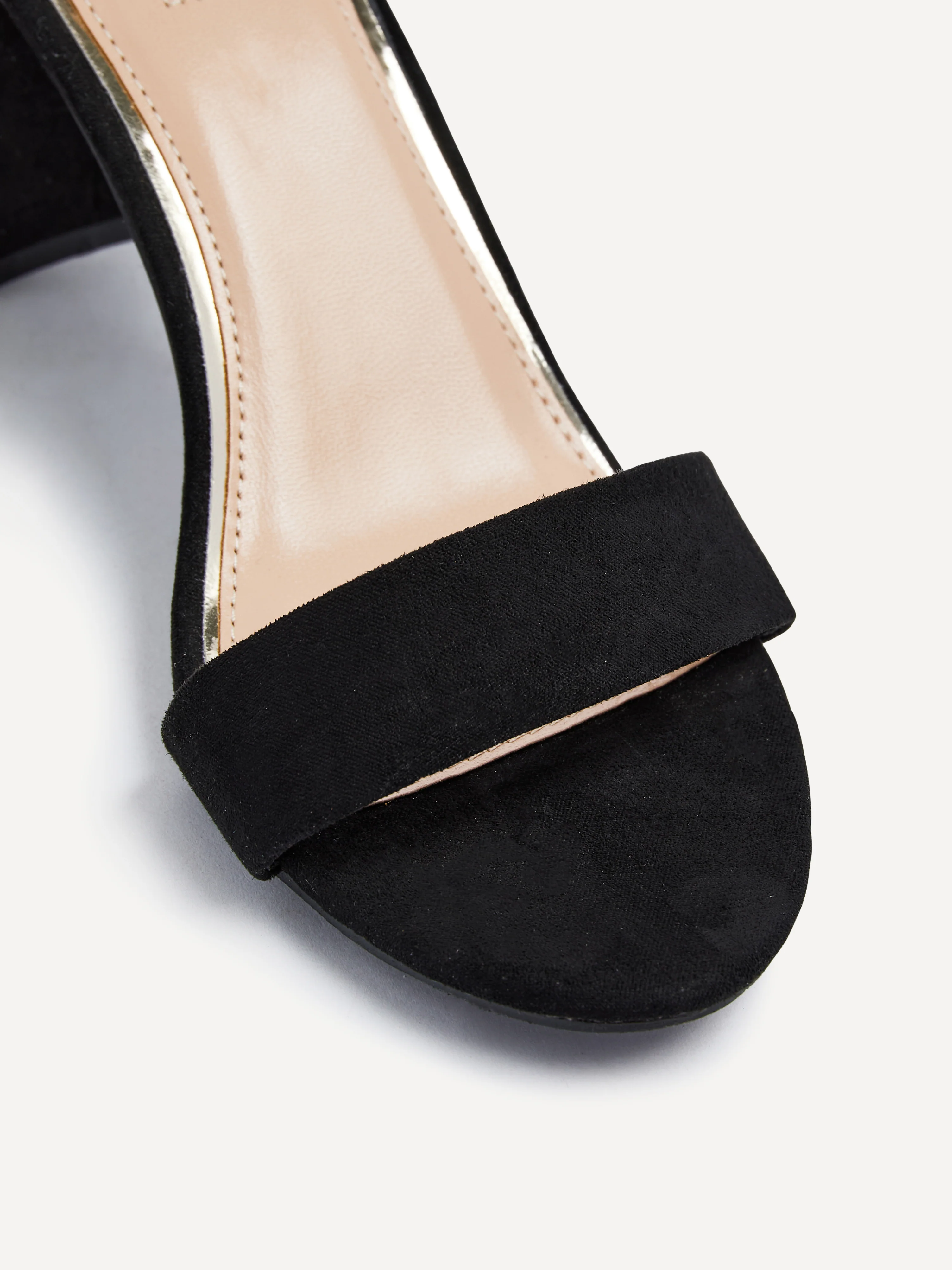 Frankie Black Faux Suede Heeled Sandals - Image 5