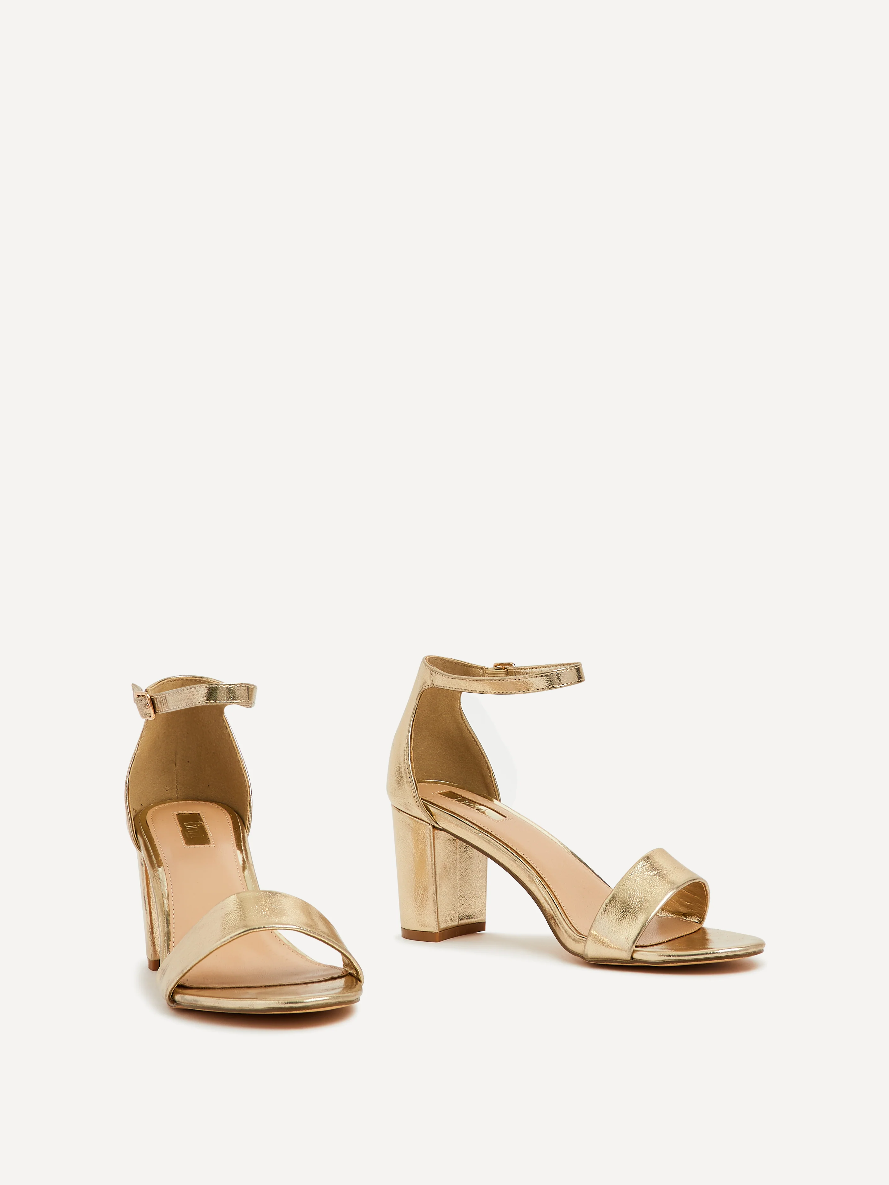 Frankie Gold Faux Leather Heeled Sandals - Image 3