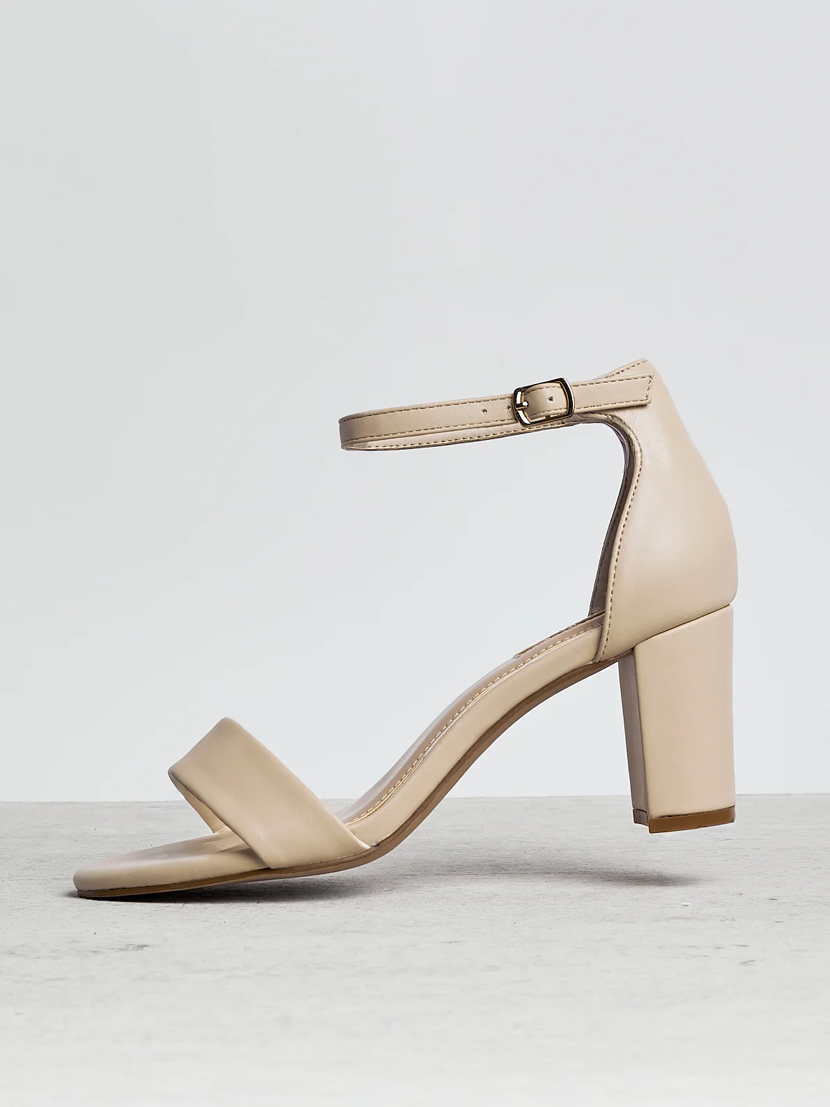 Frankie Nude Faux Leather Heeled Sandals - Image 6