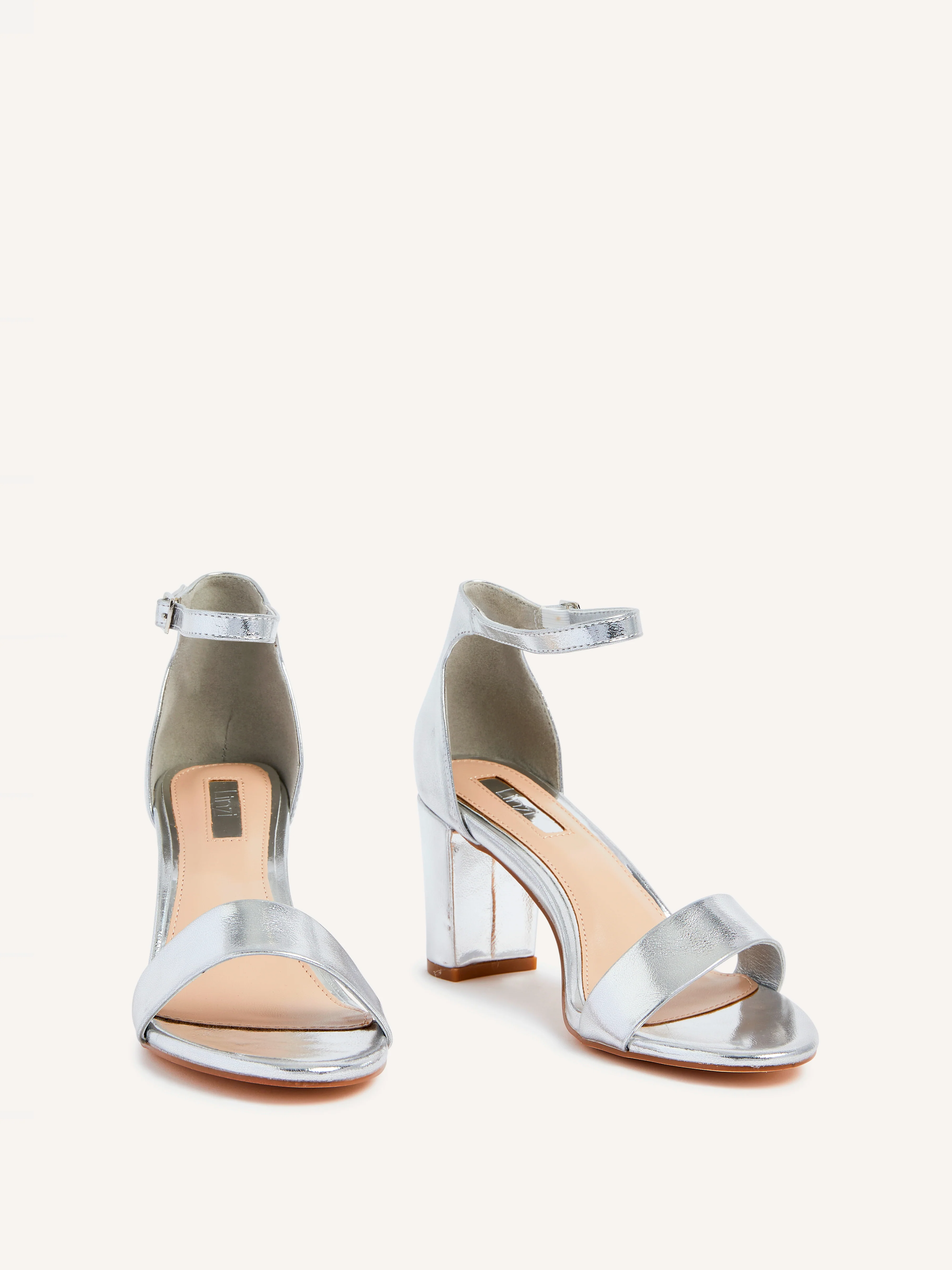 Frankie Silver Faux Leather Heeled Sandals - Image 3