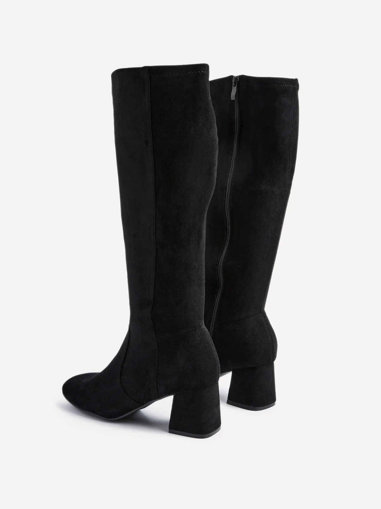 Frosty Black Faux Suede Long Boots - Image 5