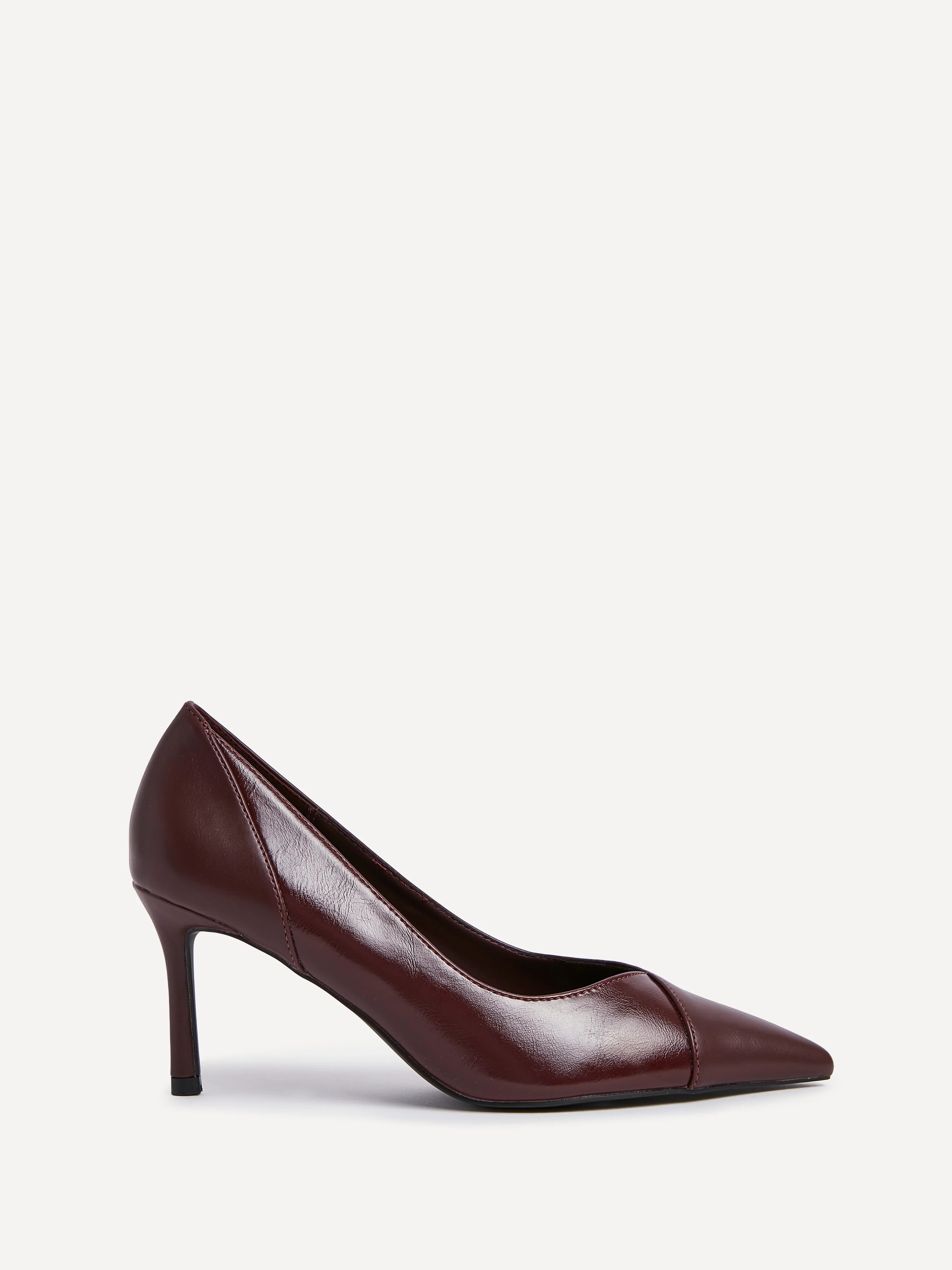 Gaia Burgundy Faux Leather Two Tone Court Heel - Image 2