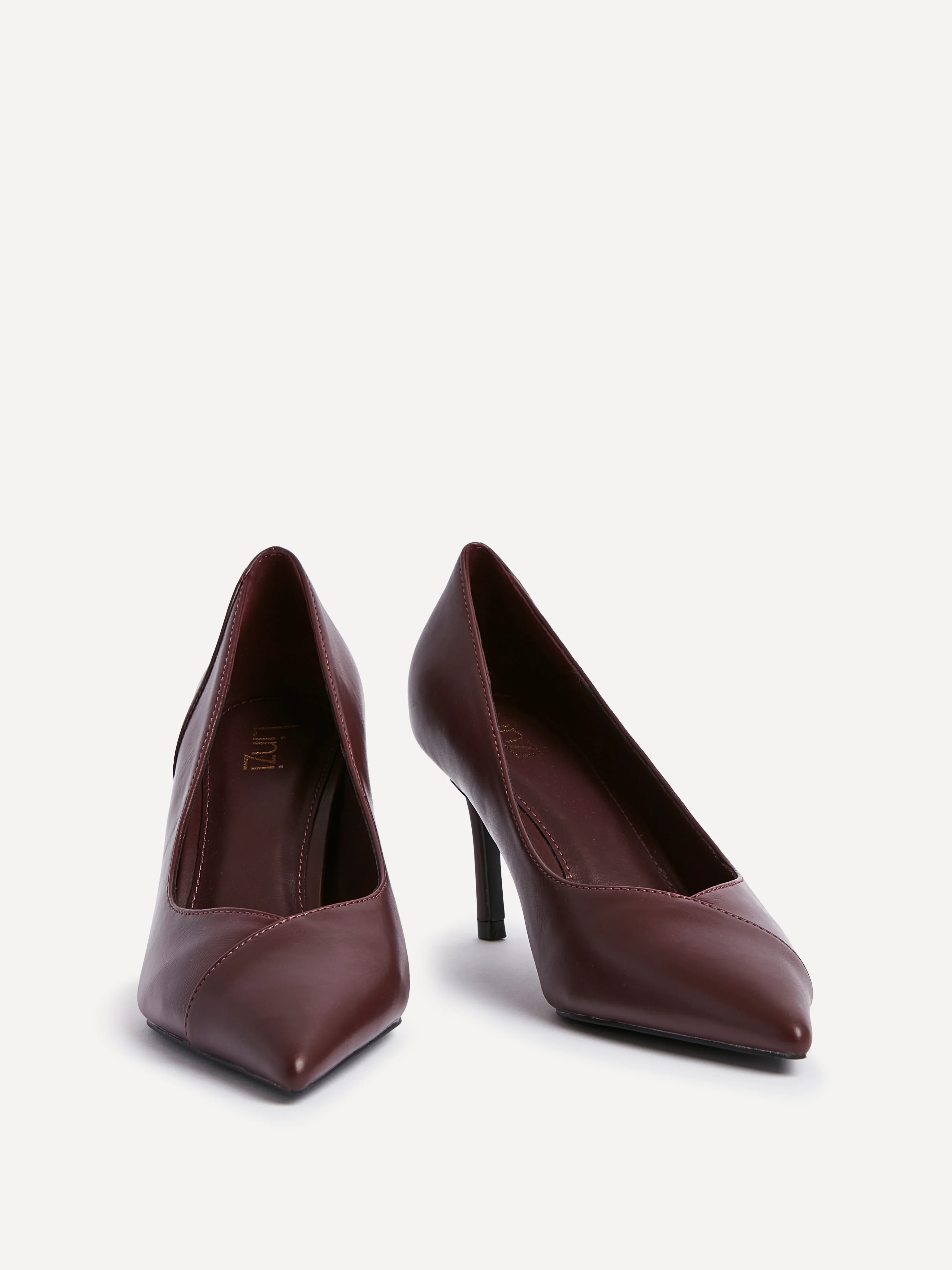 Gaia Burgundy Faux Leather Two Tone Court Heel - Image 3