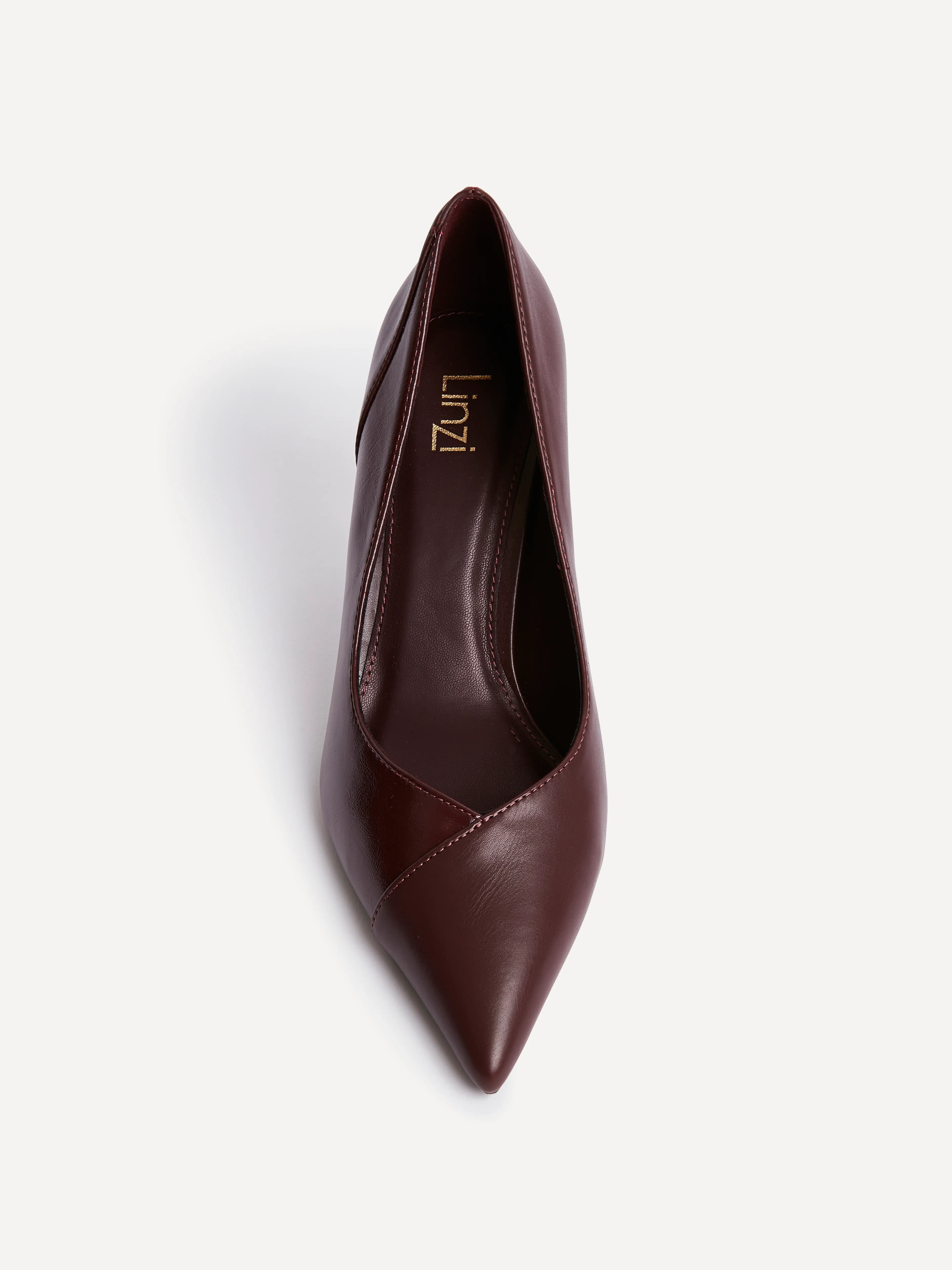 Gaia Burgundy Faux Leather Two Tone Court Heel - Image 4