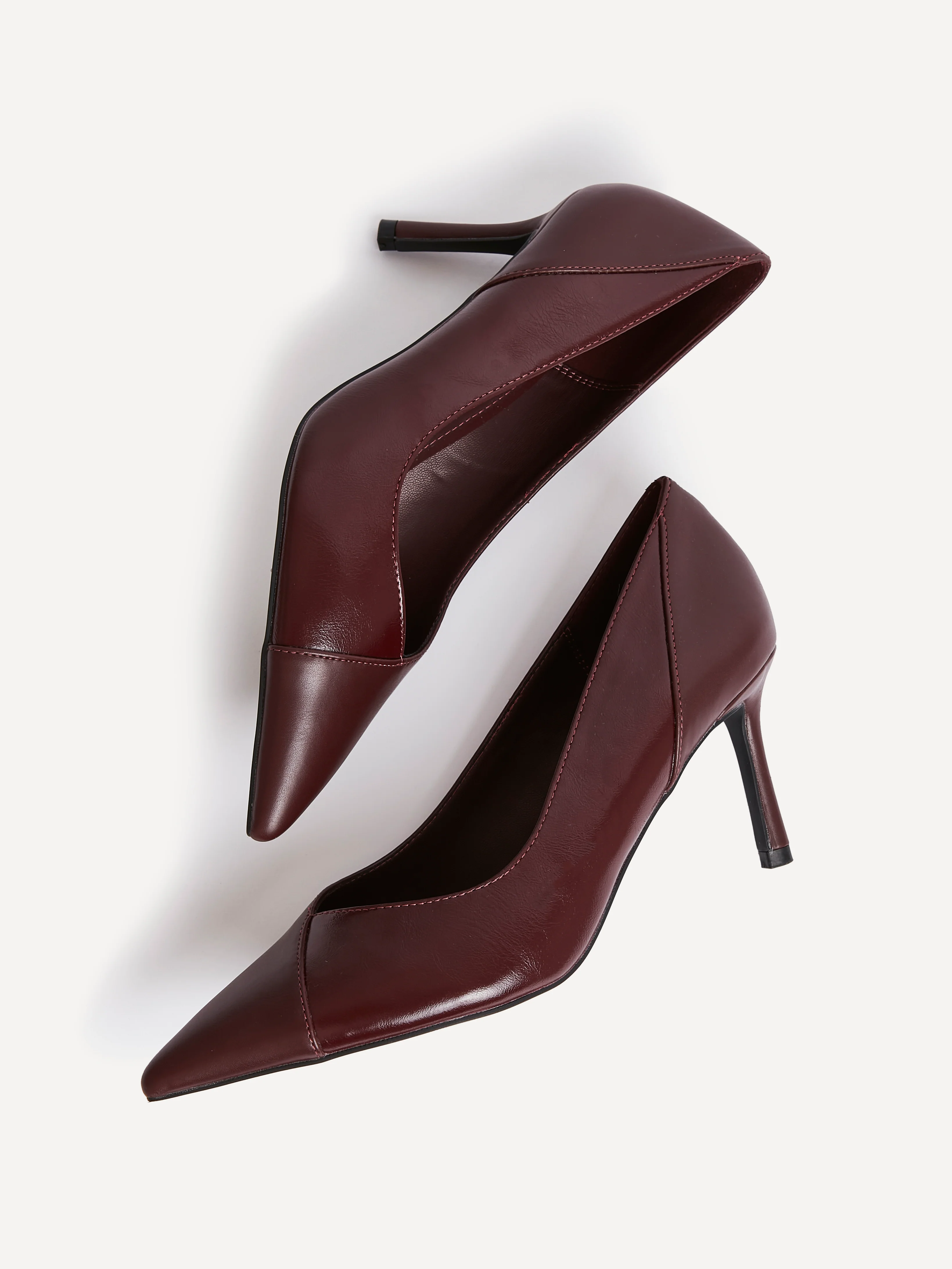 Gaia Burgundy Faux Leather Two Tone Court Heel - Image 5