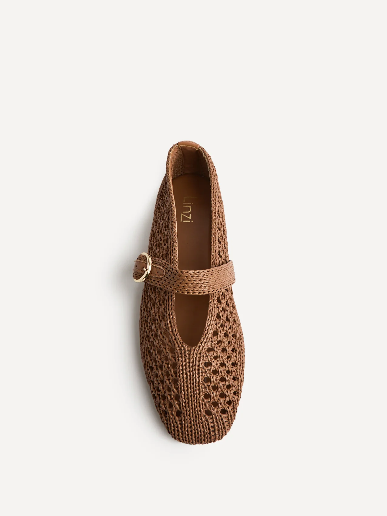 Genova Tan Handwoven Mary Jane Flats - Image 4