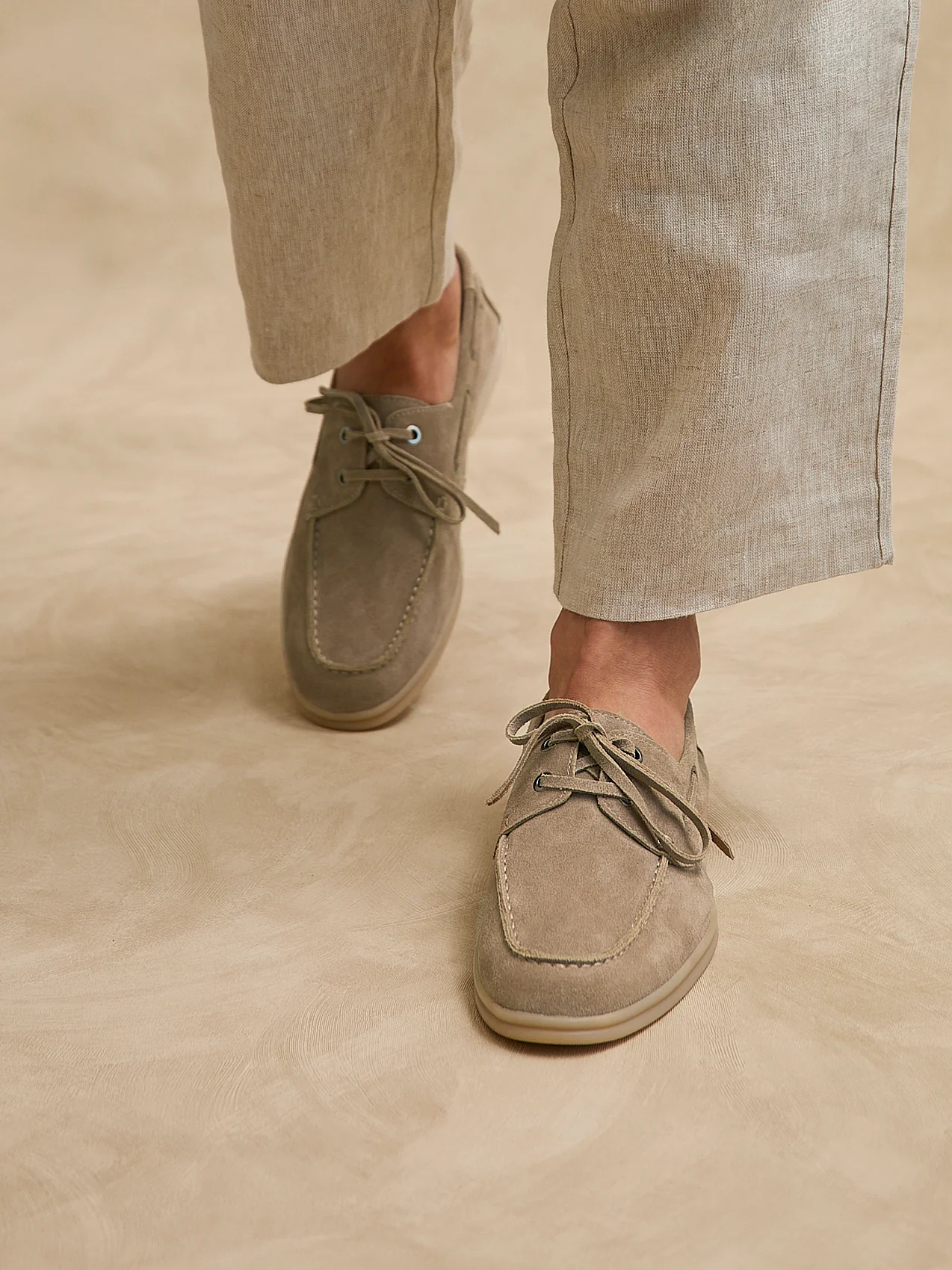 Gianni Mens Taupe Suede Leather Boat Shoes - Image 7