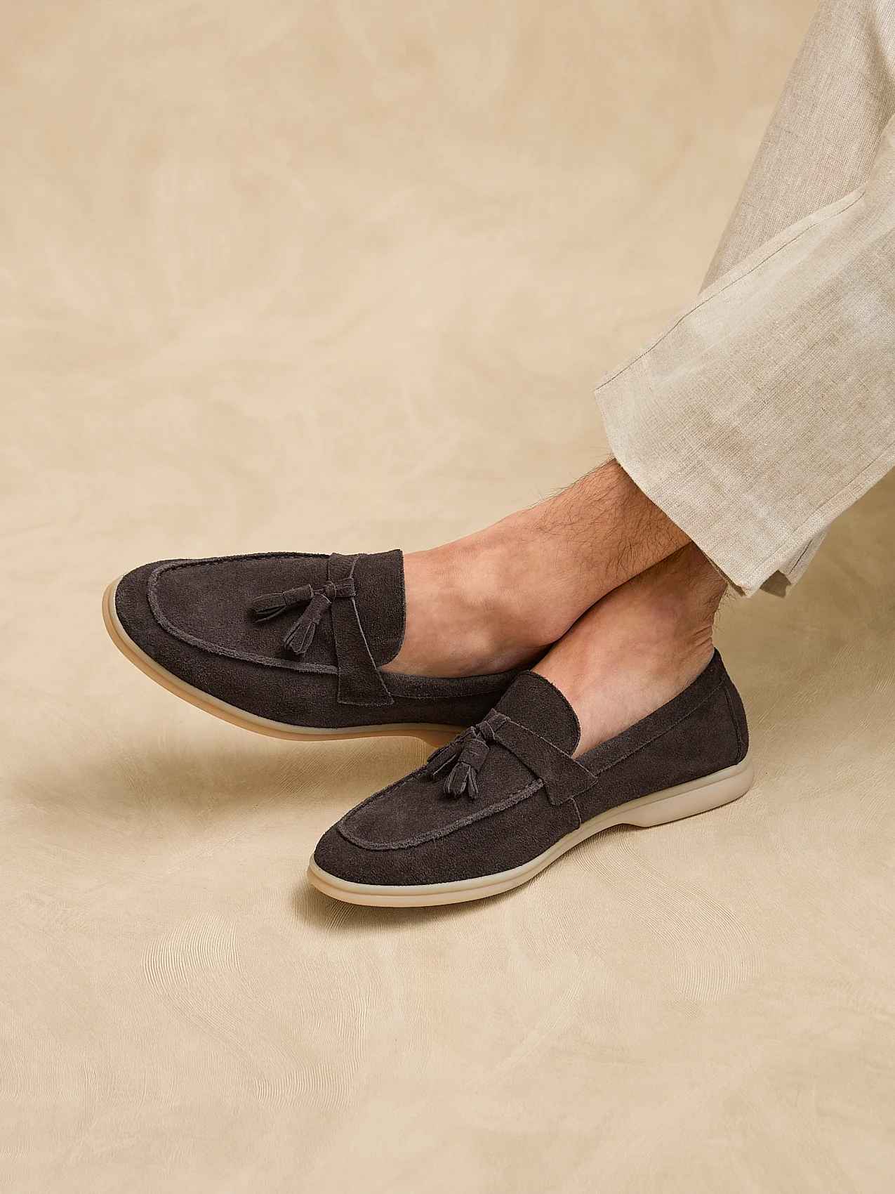 Giorgio Mens Brown Suede Leather Tassel Loafers - Image 6